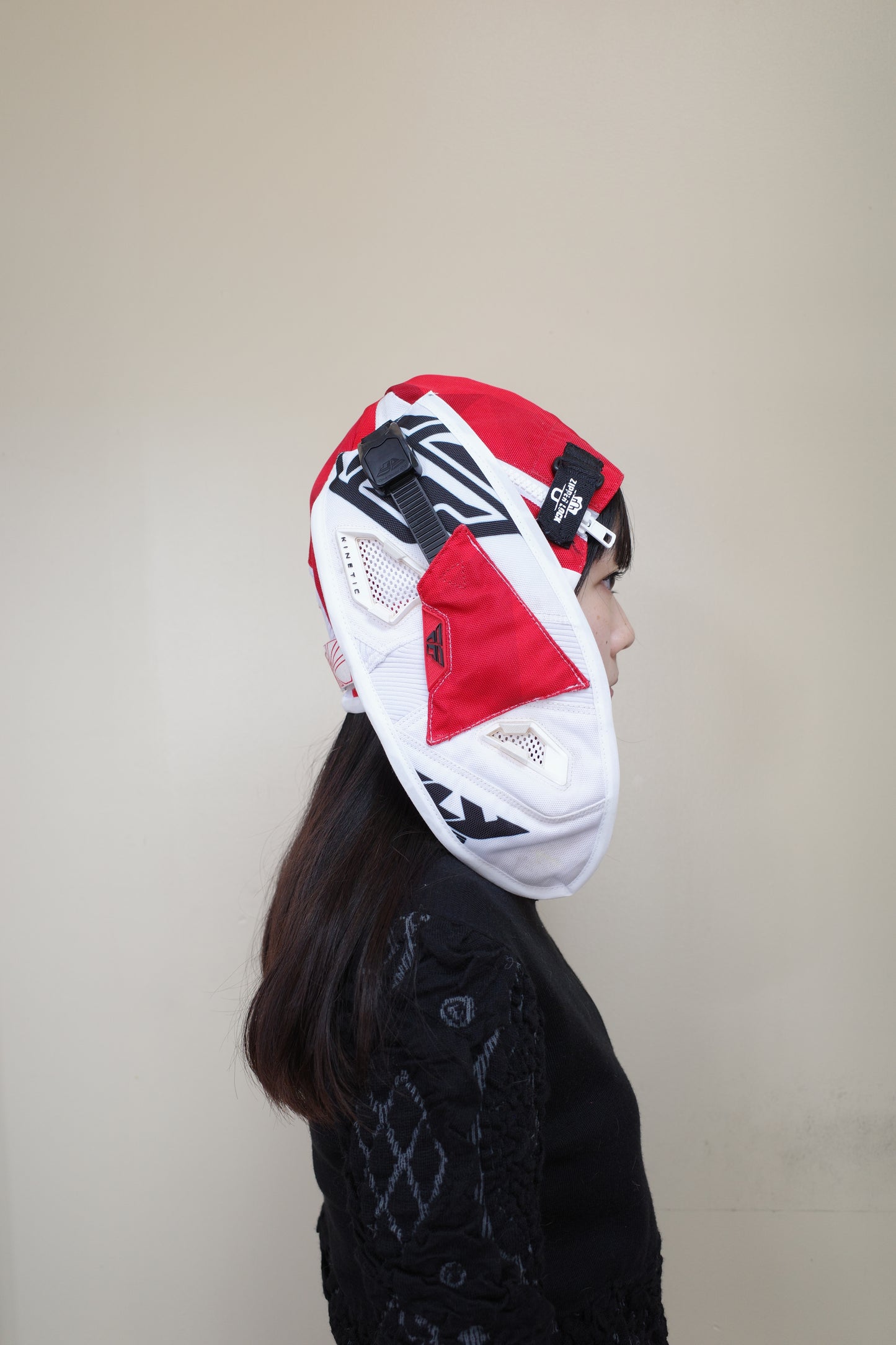 nag nag Bunny Ear Hat made with vintage FLY motorcycle pants