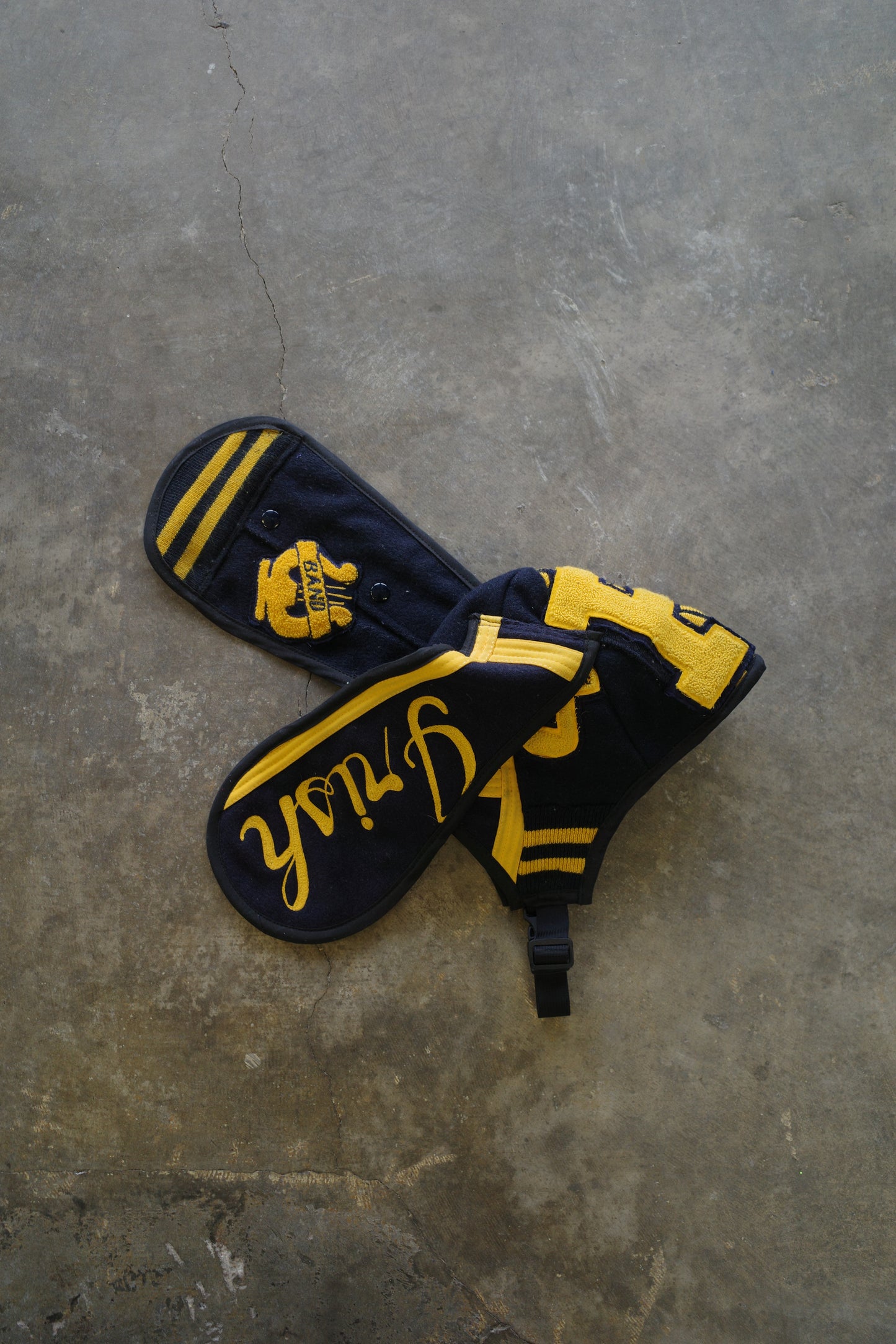 nag nag Bunny Ear Hat made with vintage Varsity jackets and patches