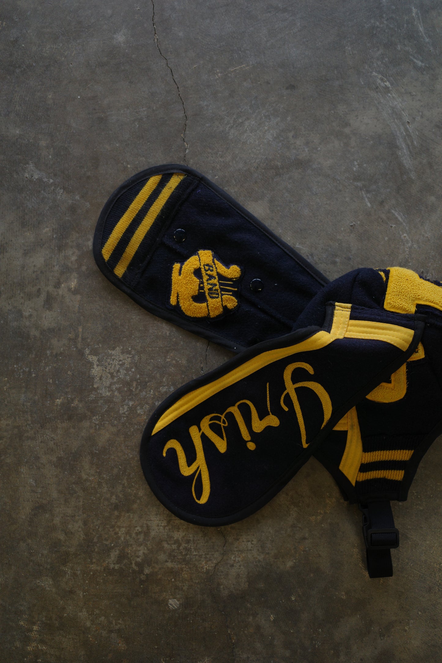 nag nag Bunny Ear Hat made with vintage Varsity jackets and patches