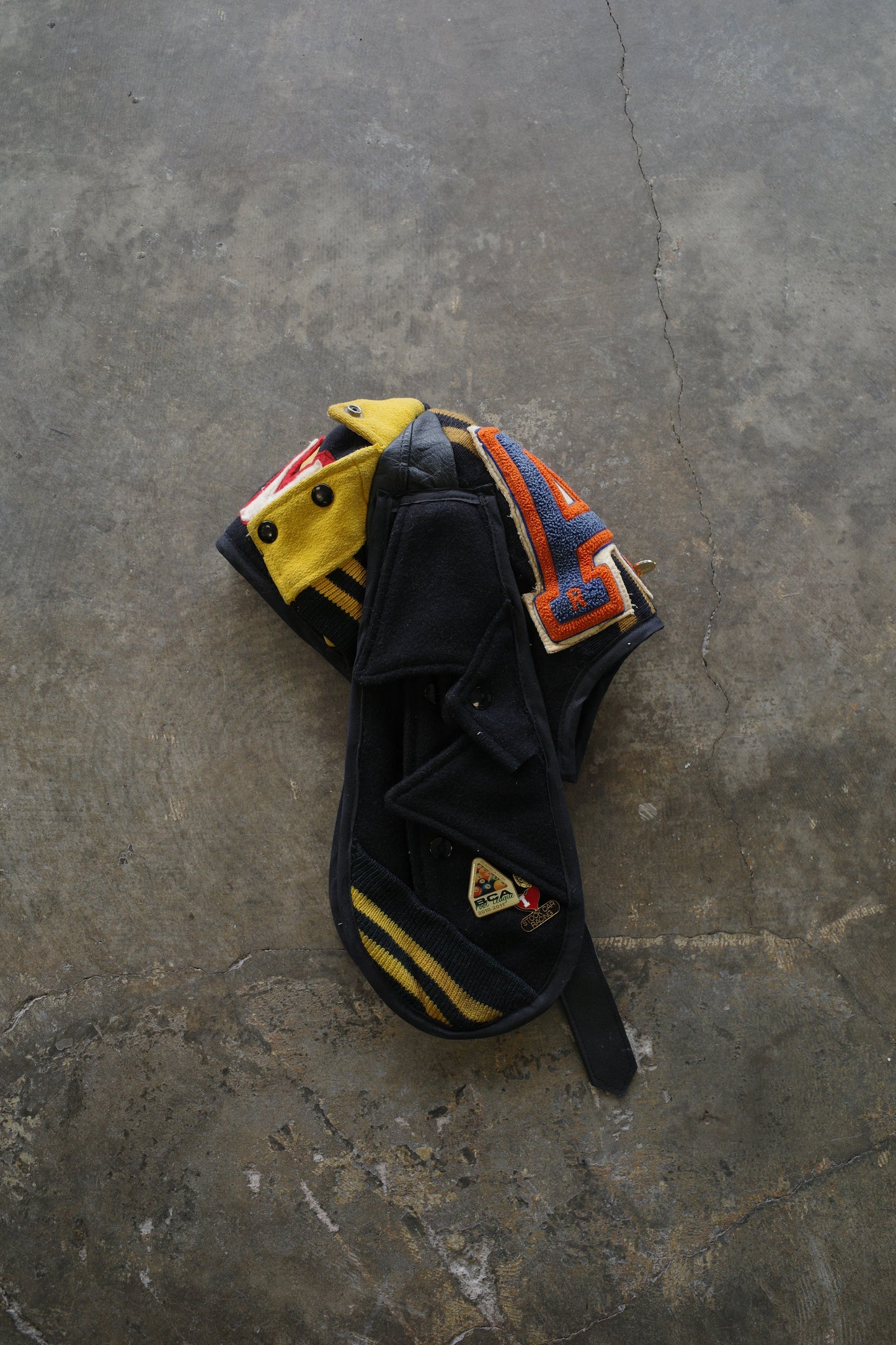 nag nag Bunny Ear Hat made with vintage Varsity Jacket and Patches