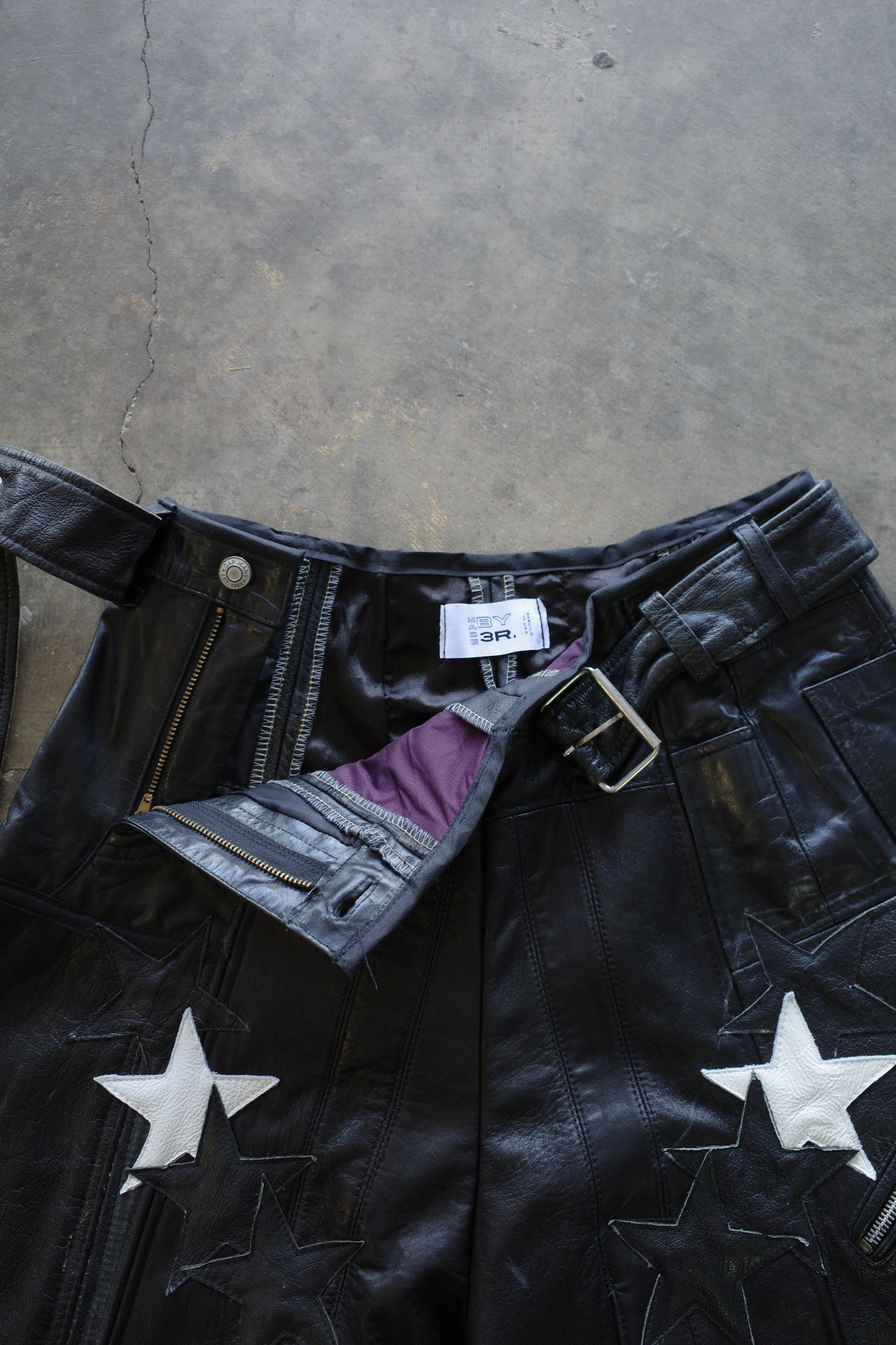 33 leather baggy shorts (32)33BS1