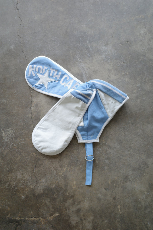 nag nag Bunny Ear Hat made with 1990s vintage Leather varsity jacket