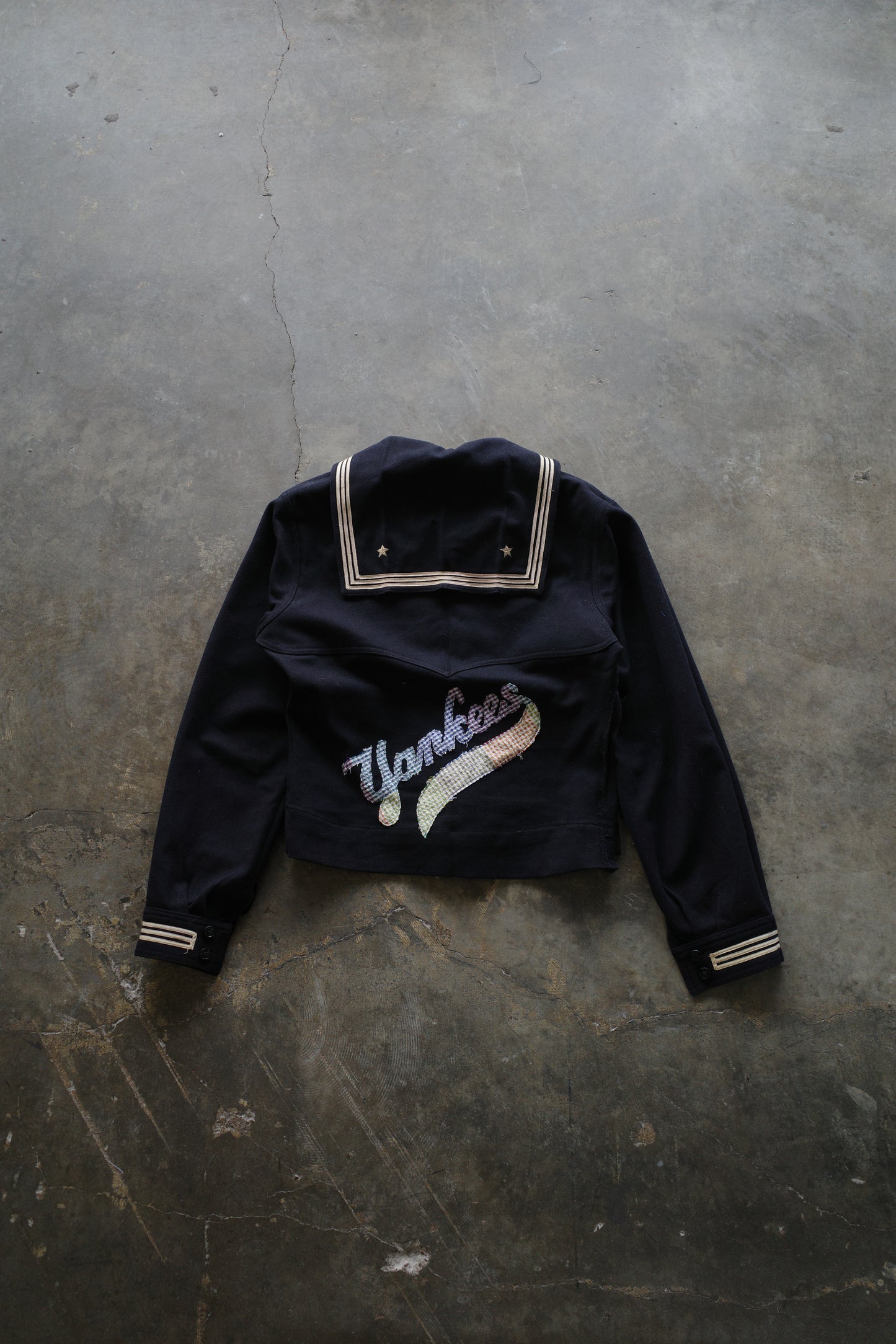 Vintage US.NAVY sailor top w hand made patches(S)