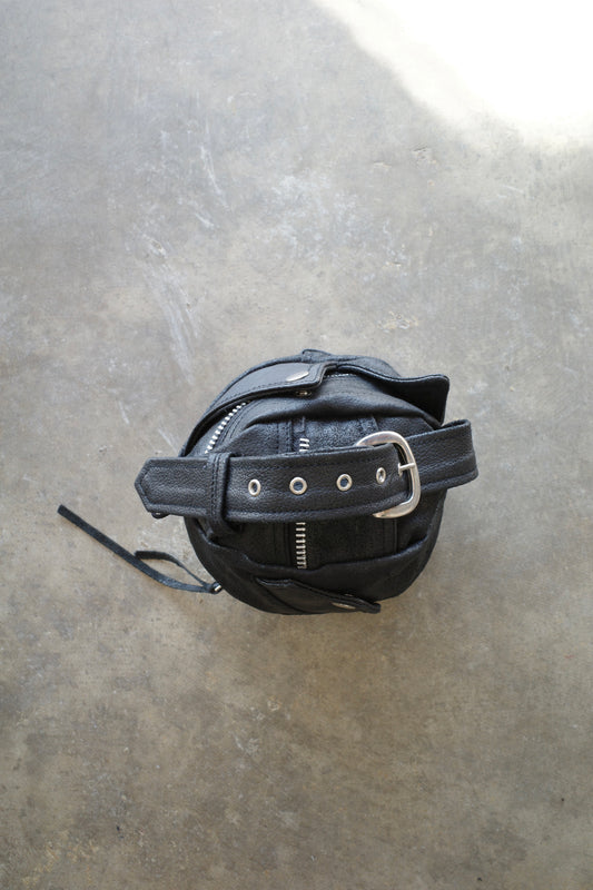 nag nag Ball Bag(S) made from vintage Leather Biker jacket