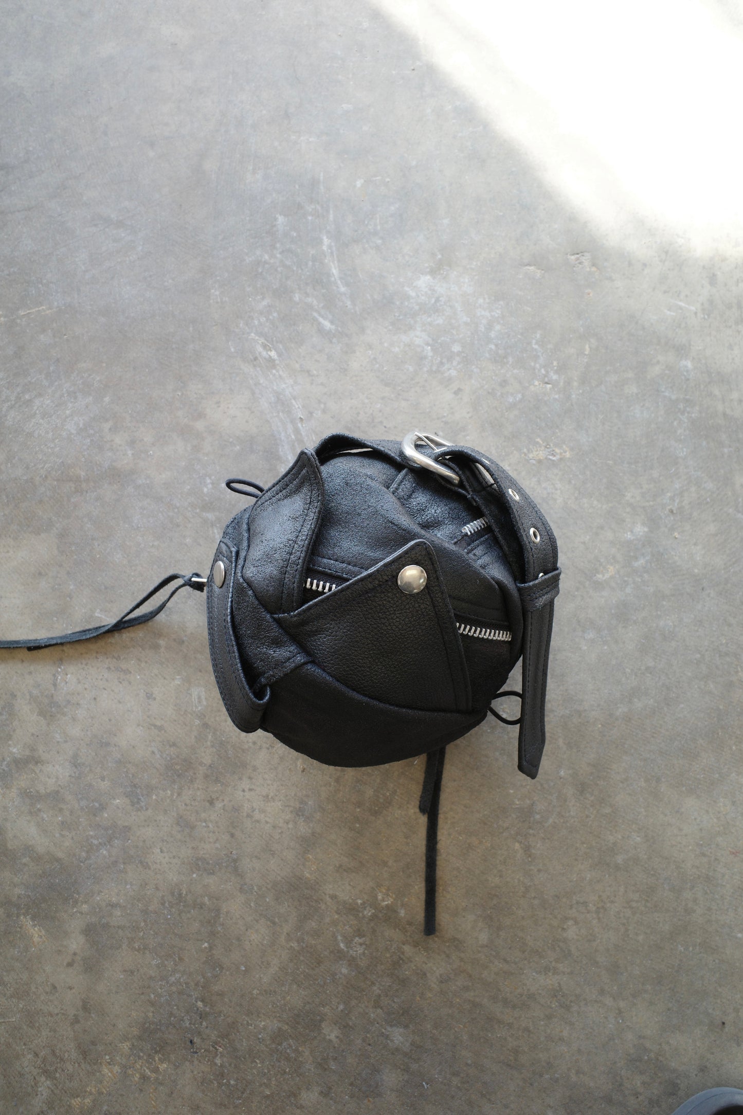 nag nag Ball Bag(S) made from vintage Leather Biker jacket