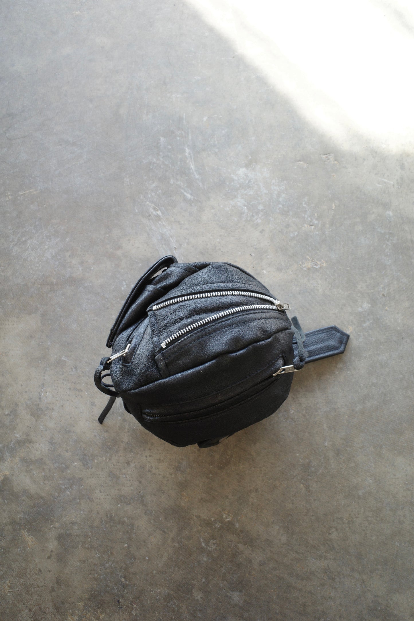nag nag Ball Bag(S) made from vintage Leather Biker jacket