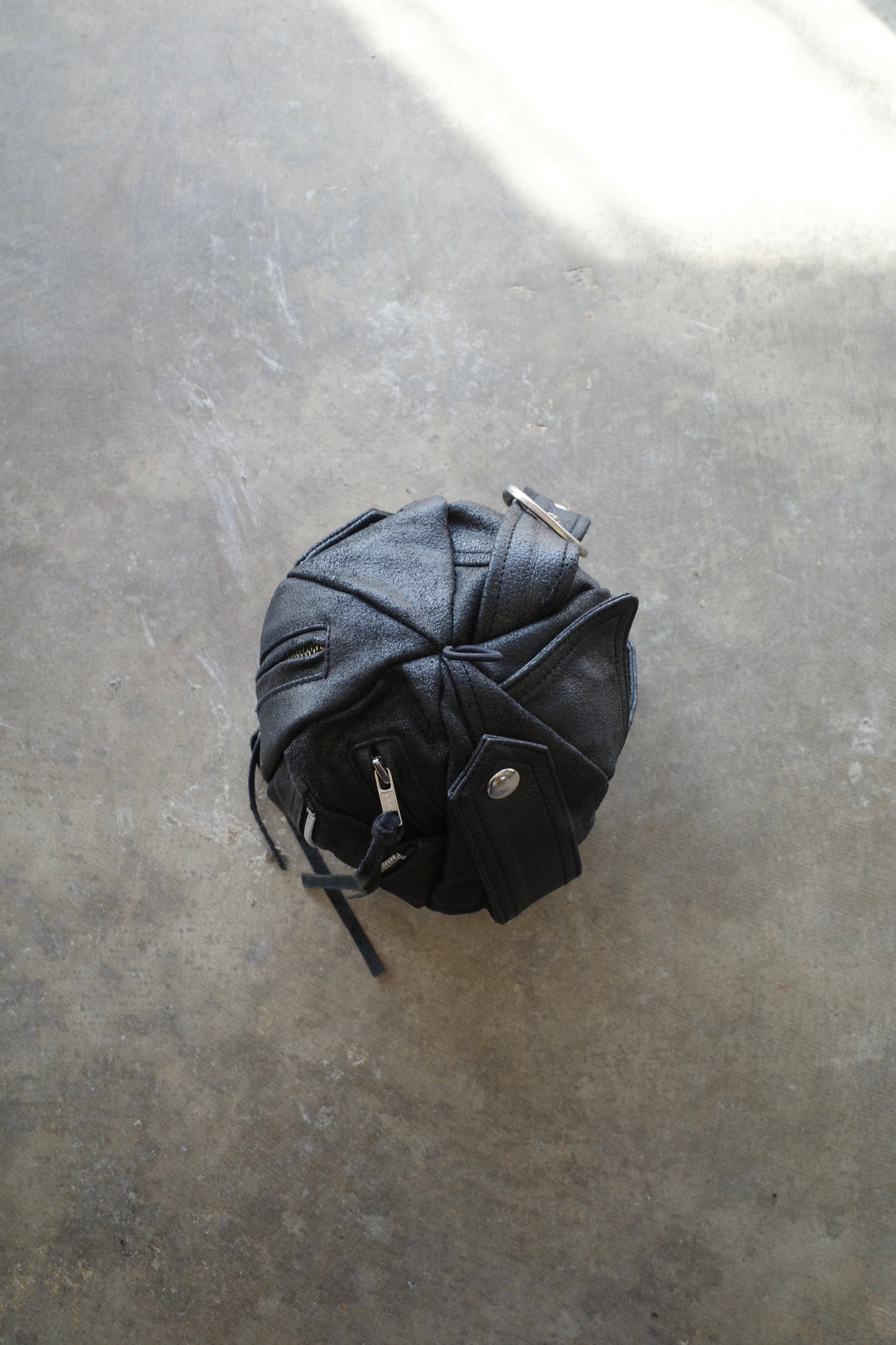 nag nag Ball Bag(S) made from vintage Leather Biker jacket