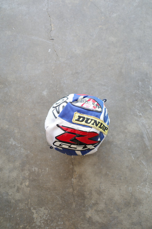 nag nag Ball Bag(S) made from vintage motorcycle pants & lots patches