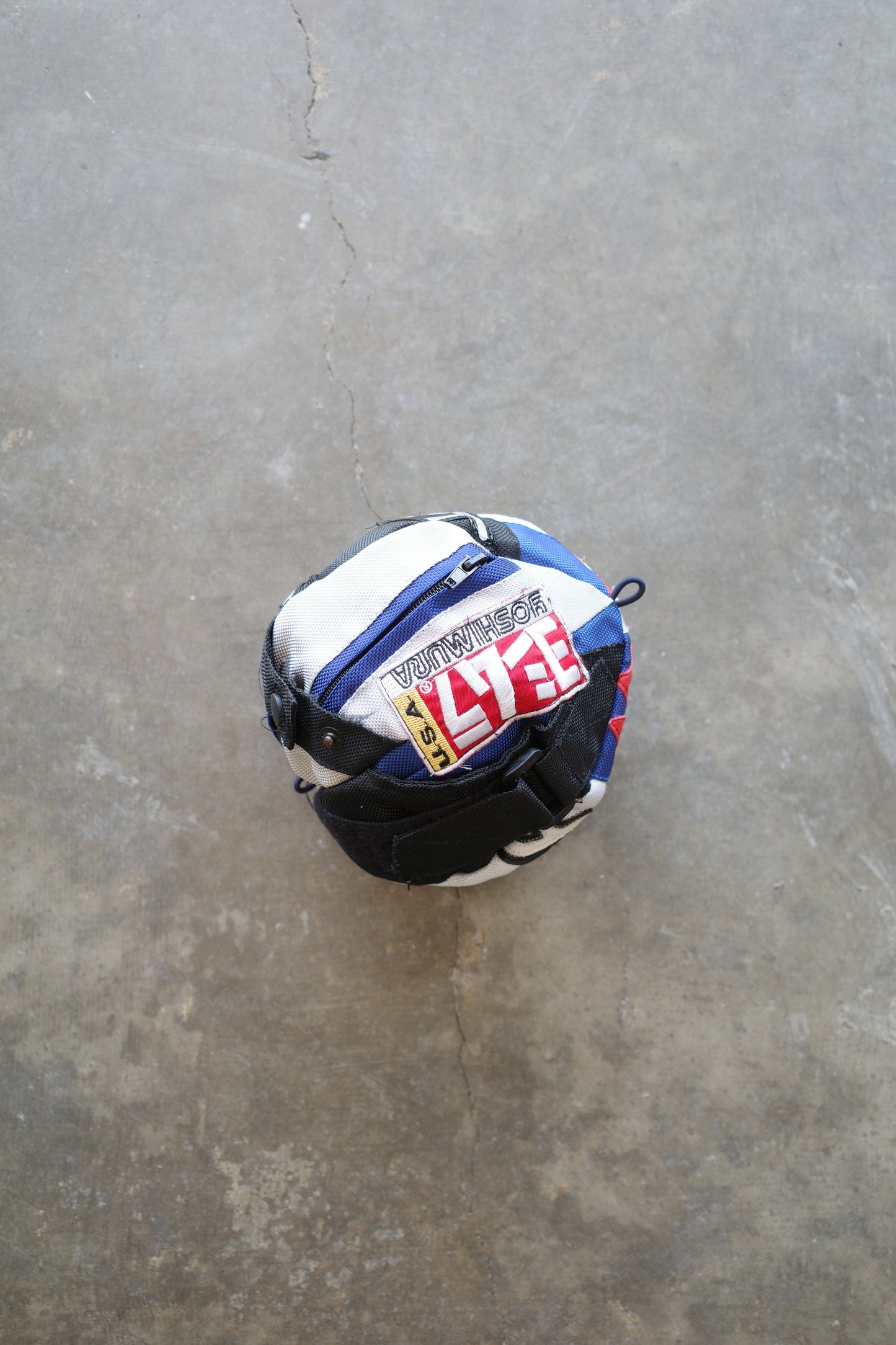 nag nag Ball Bag(S) made from vintage motorcycle pants & lots patches