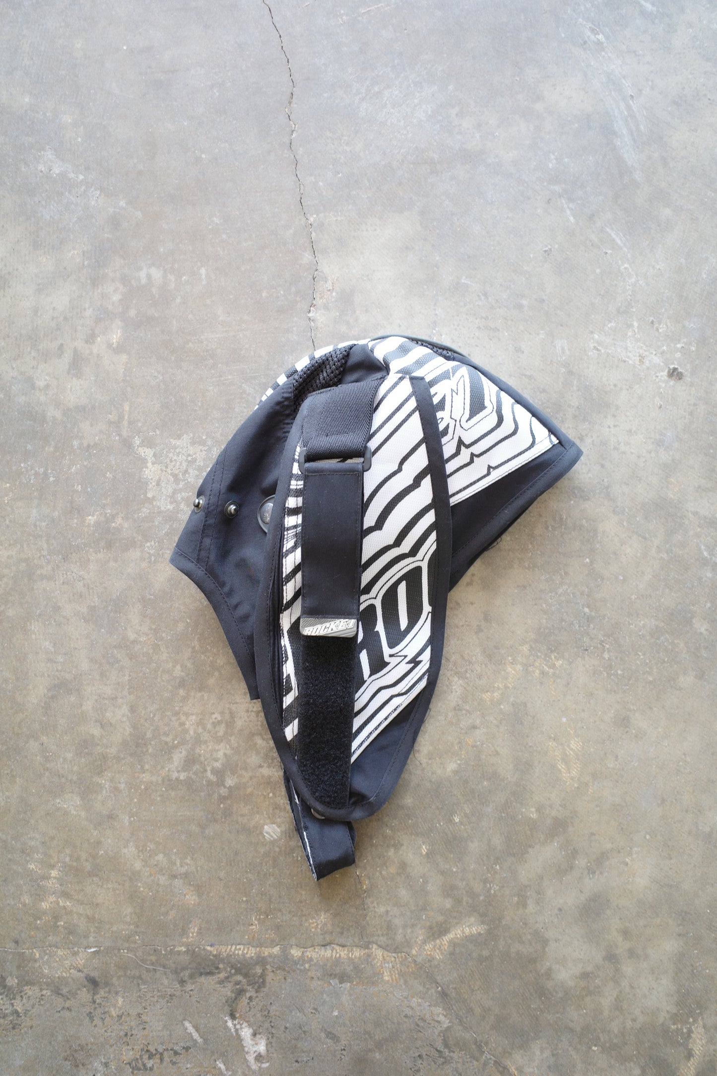 nag nag Bunny Ear Hat made with vintage motorcycle pants B*W