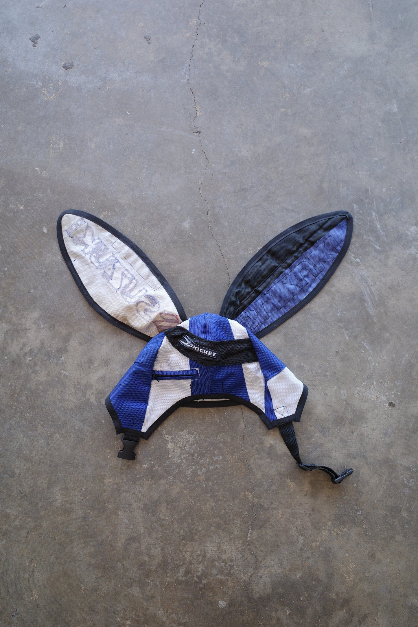 nag nag Bunny Ear Hat made with vintage SUZUKI motorcycle pants