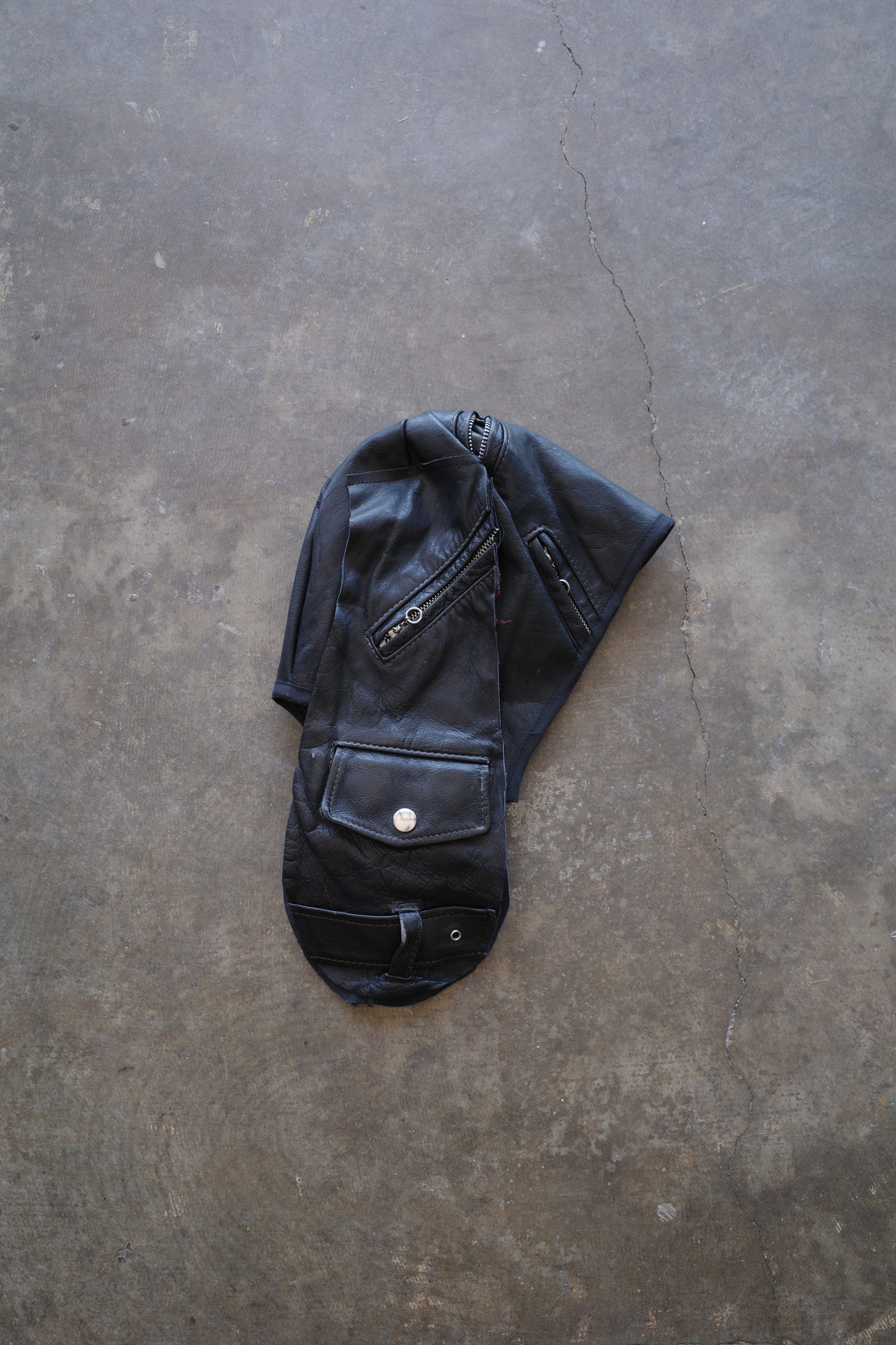 nag nag Bunny Ear Hat made with vintage  Leather Biker  jacket