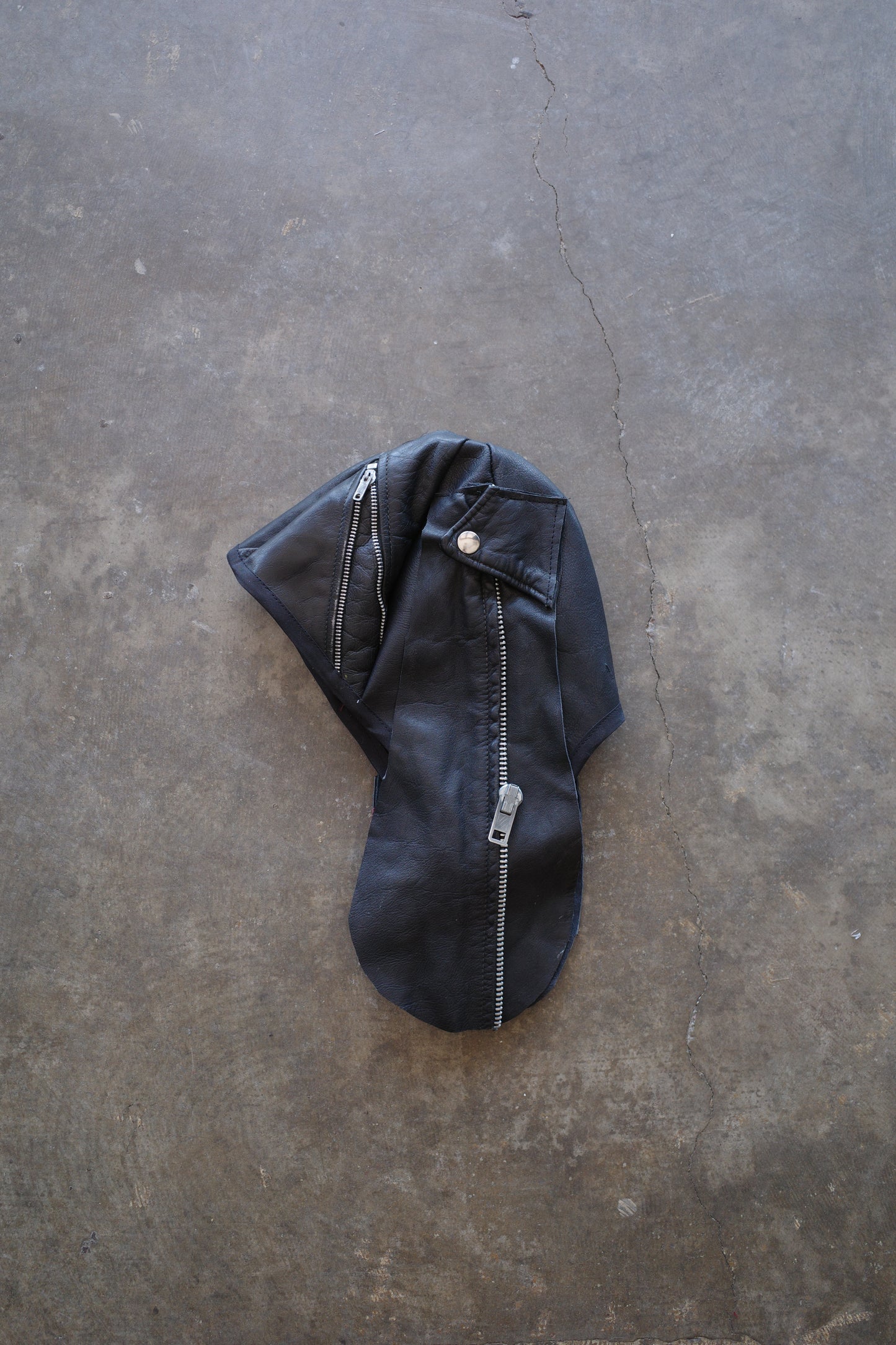 nag nag Bunny Ear Hat made with vintage  Leather Biker  jacket