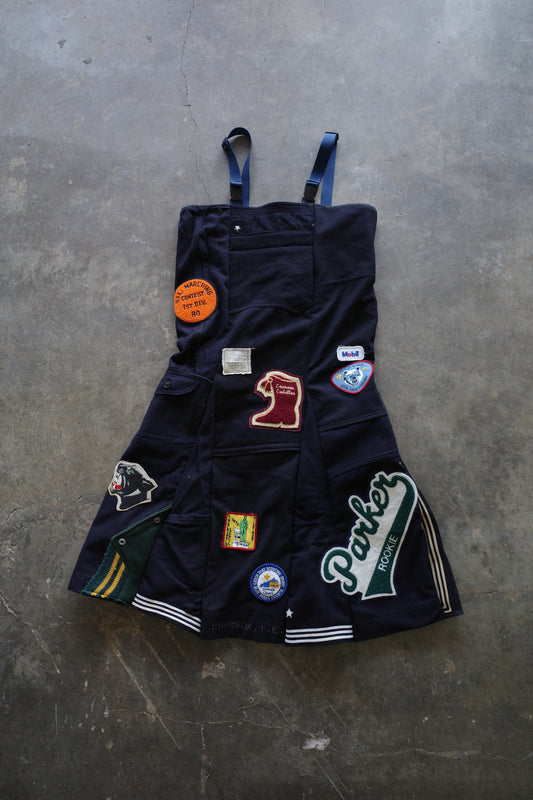 nag nag Paneled jumper skirt with patches/ made from vintage us.military issues sailor top