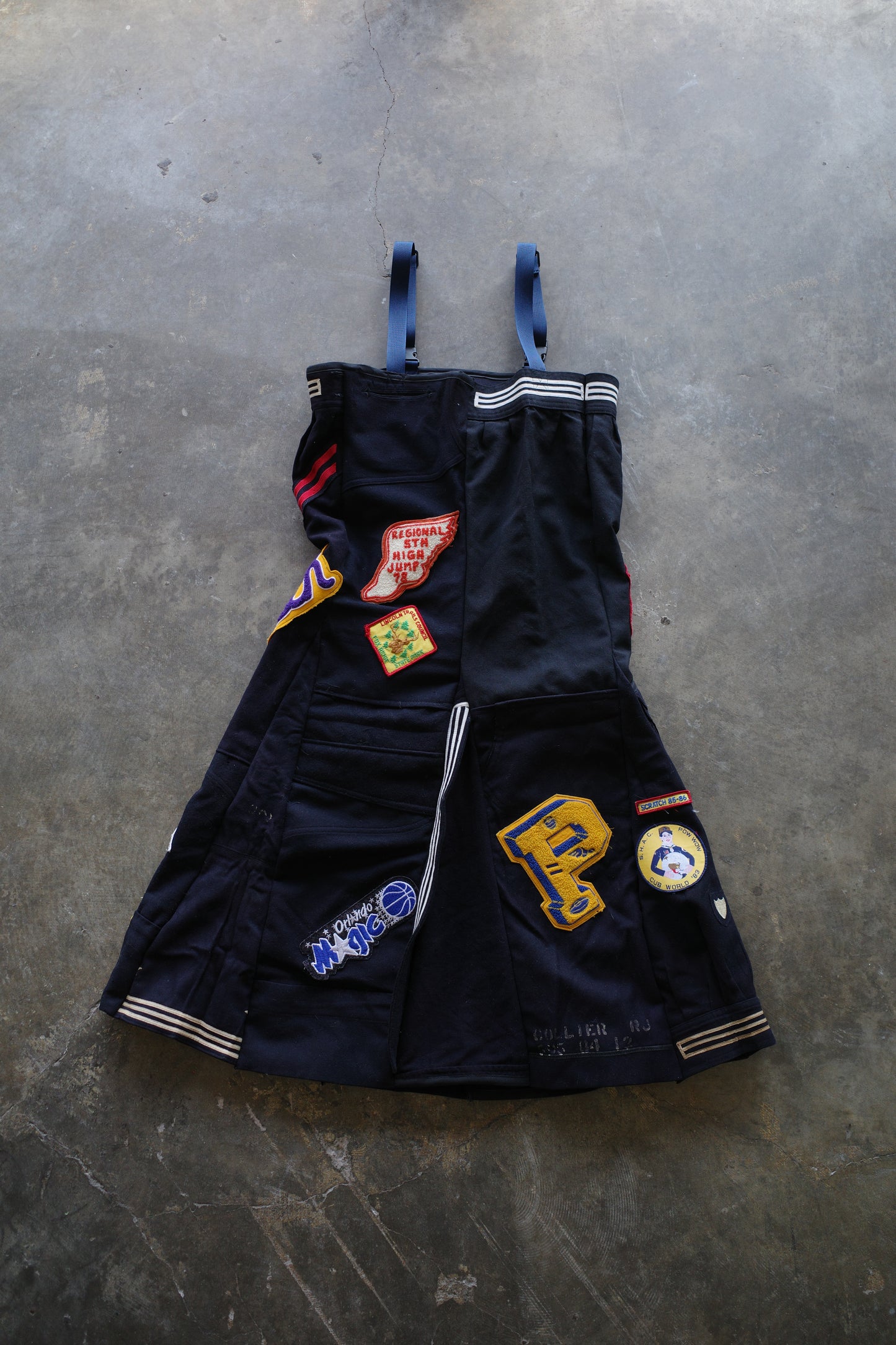 nag nag Paneled jumper skirt with patches/ made from vintage us.military issues sailor top