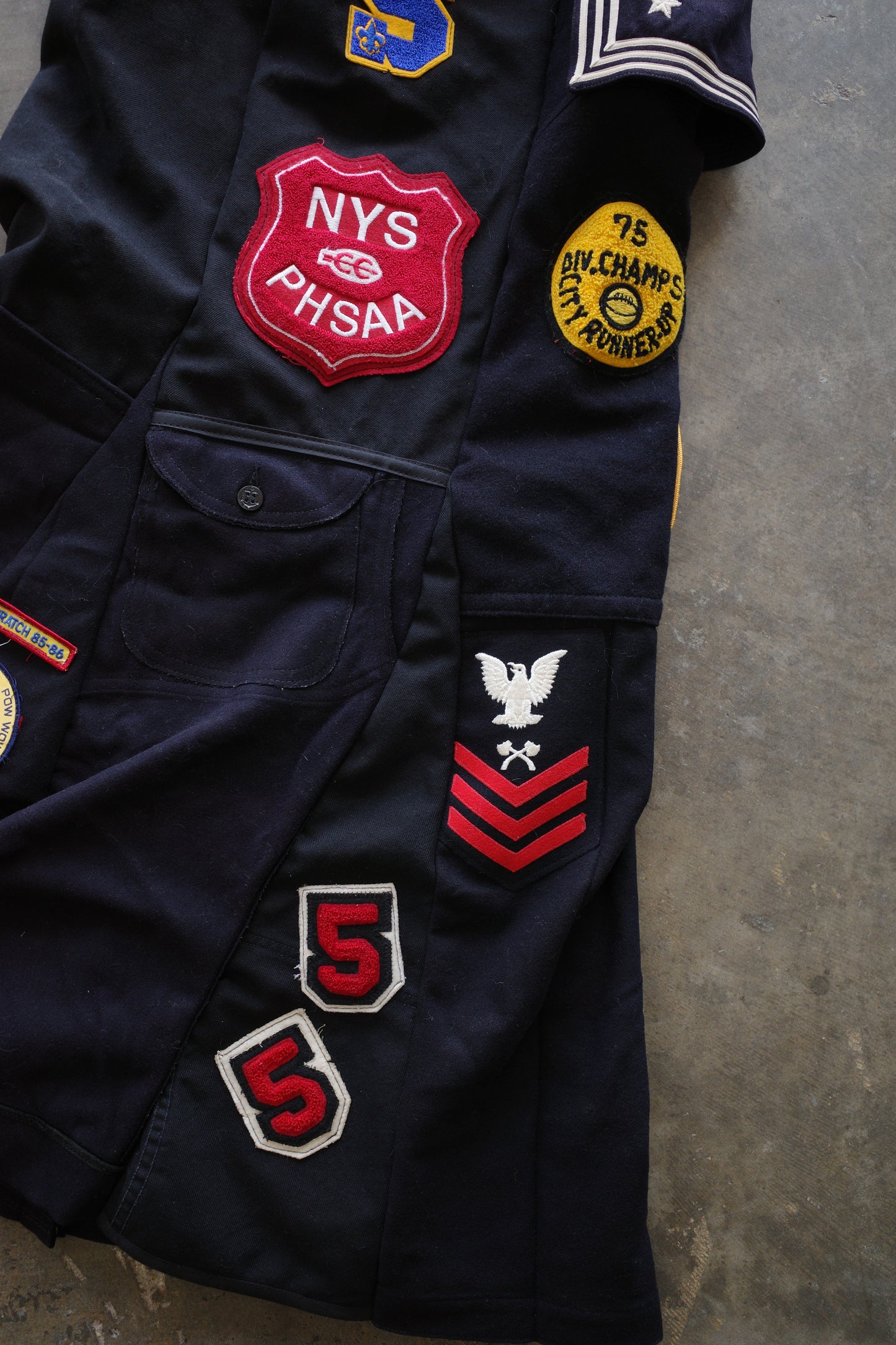 nag nag Paneled jumper skirt with patches/ made from vintage us.military issues sailor top