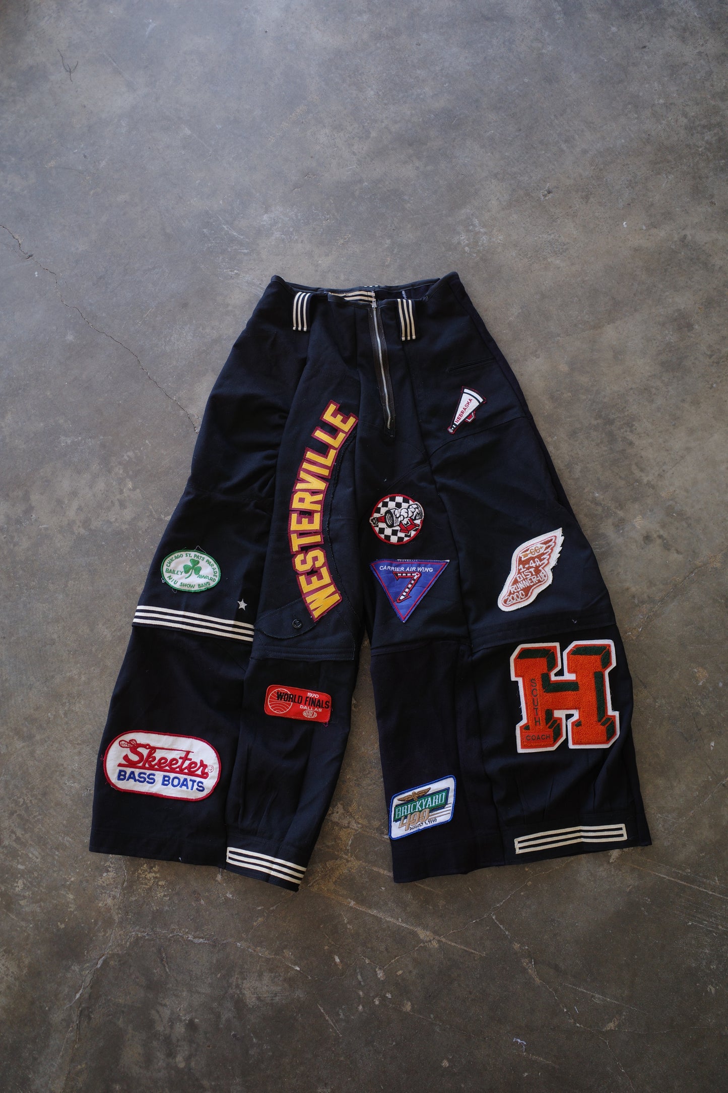 Wide Legged nag nag Pants(L) / made with vintage US.NAVY ISSUES wool fabric & vintage patches