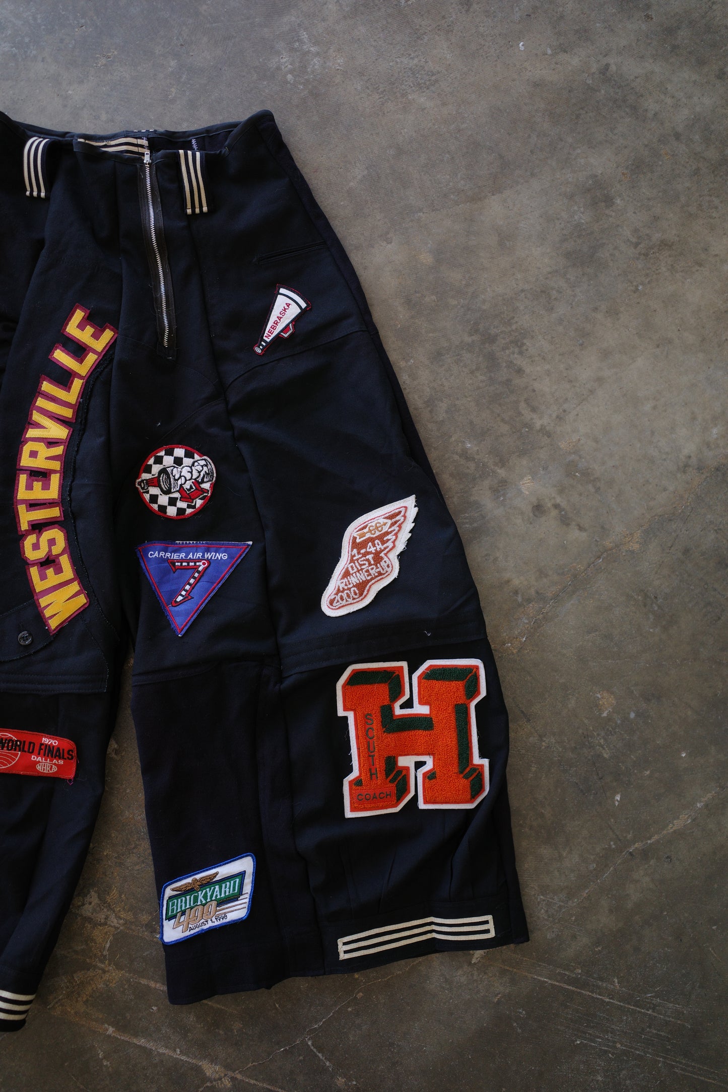 Wide Legged nag nag Pants(L) / made with vintage US.NAVY ISSUES wool fabric & vintage patches