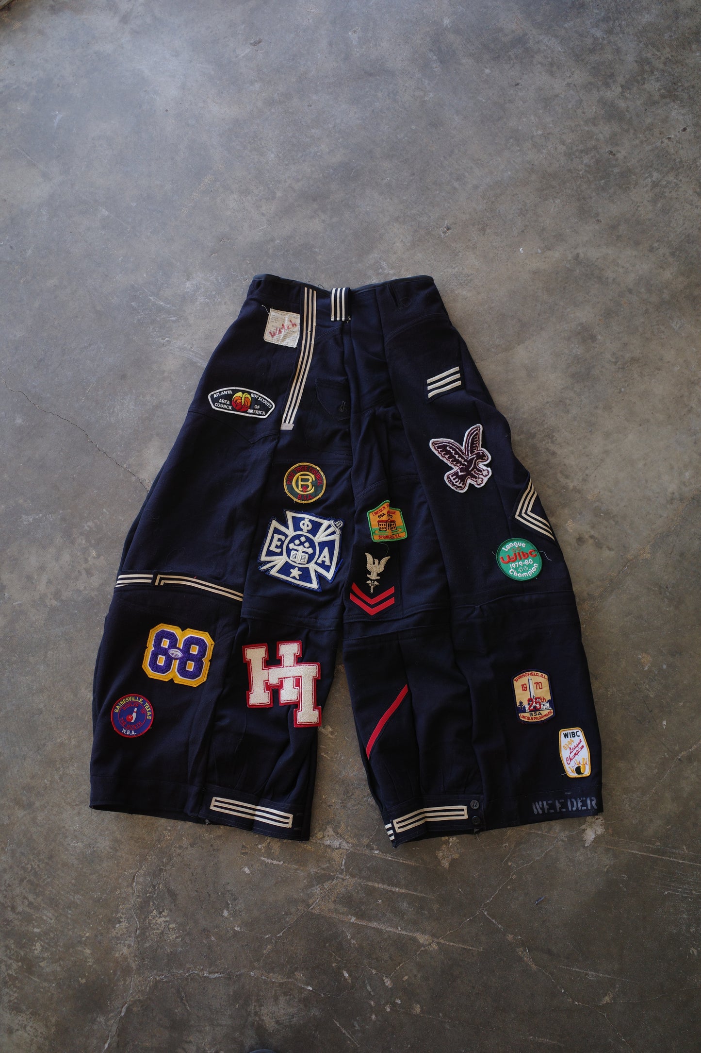 Wide Legged nag nag Pants(L) / made with vintage US.NAVY ISSUES wool fabric & vintage patches