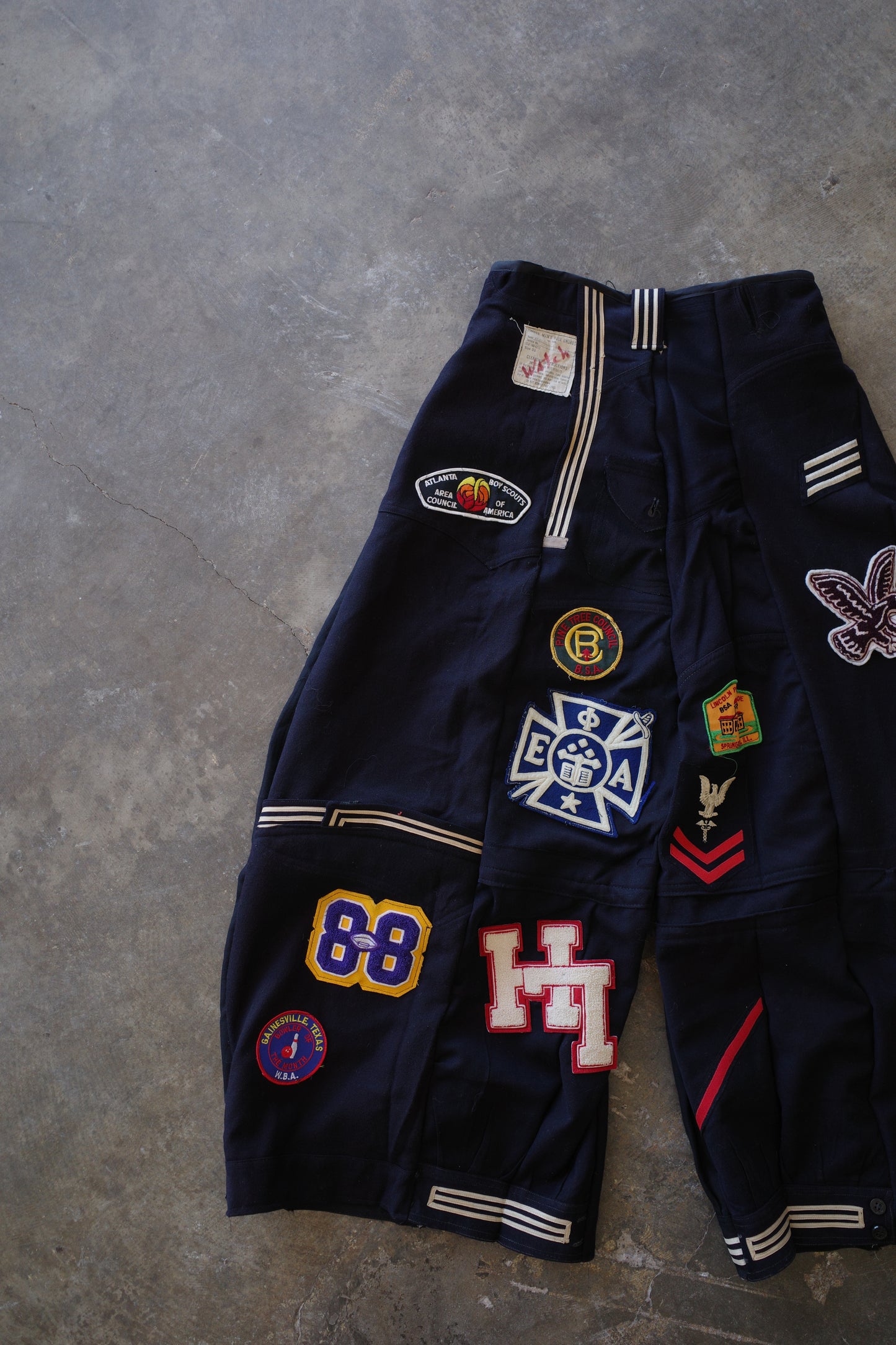 Wide Legged nag nag Pants(L) / made with vintage US.NAVY ISSUES wool fabric & vintage patches