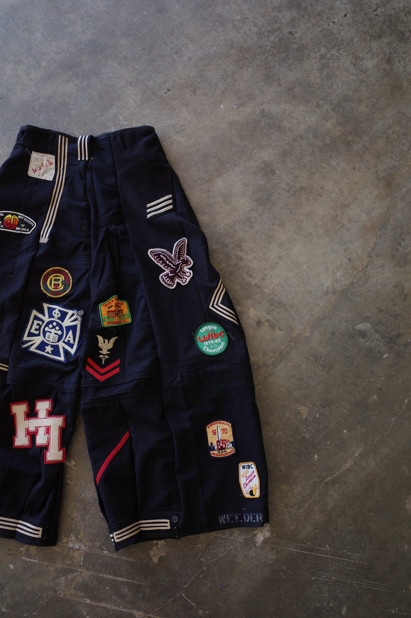 Wide Legged nag nag Pants(L) / made with vintage US.NAVY ISSUES wool fabric & vintage patches