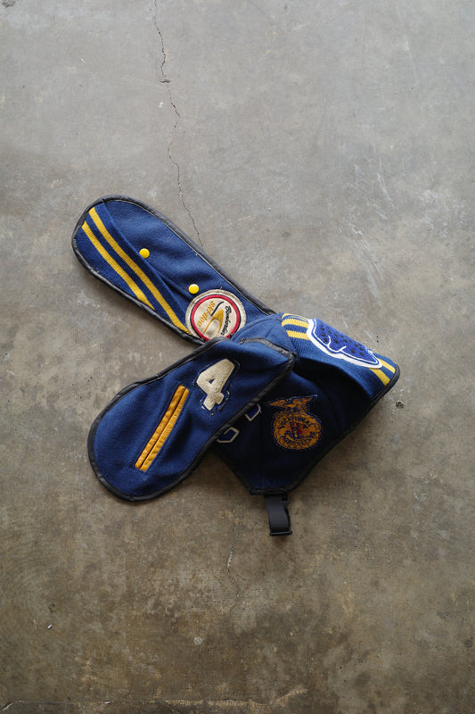 nag nag Bunny Ear Hat made with vintage Varsity Jacket and Patches