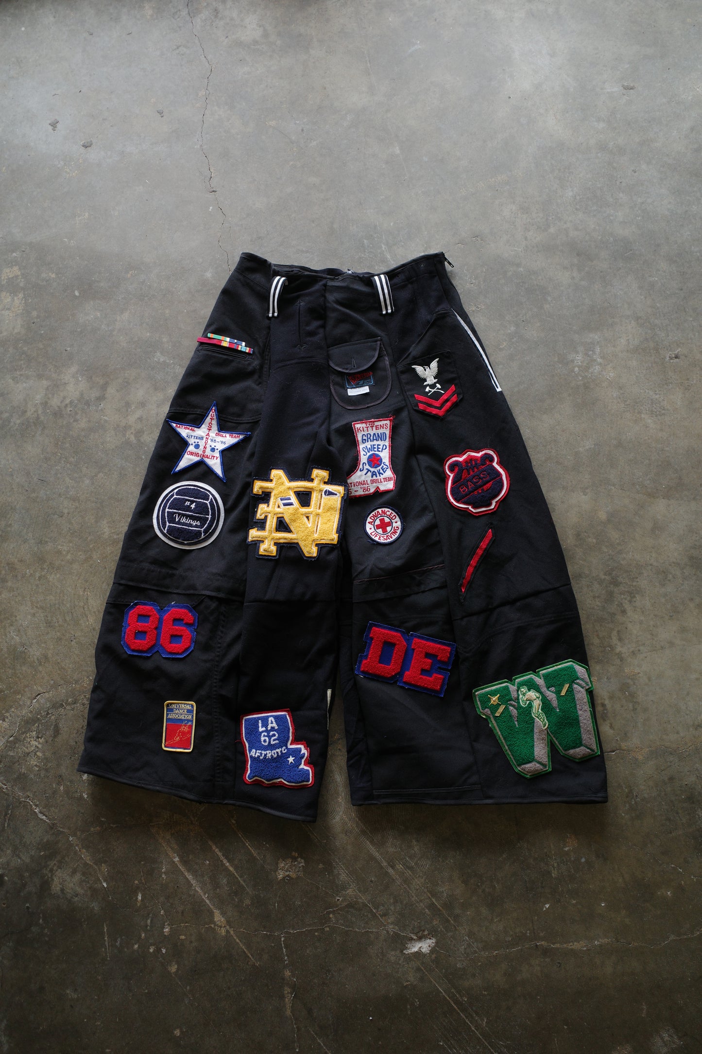 Wide Legged nag nag Pants(L) / made with vintage US.NAVY ISSUES wool fabric & vintage patches