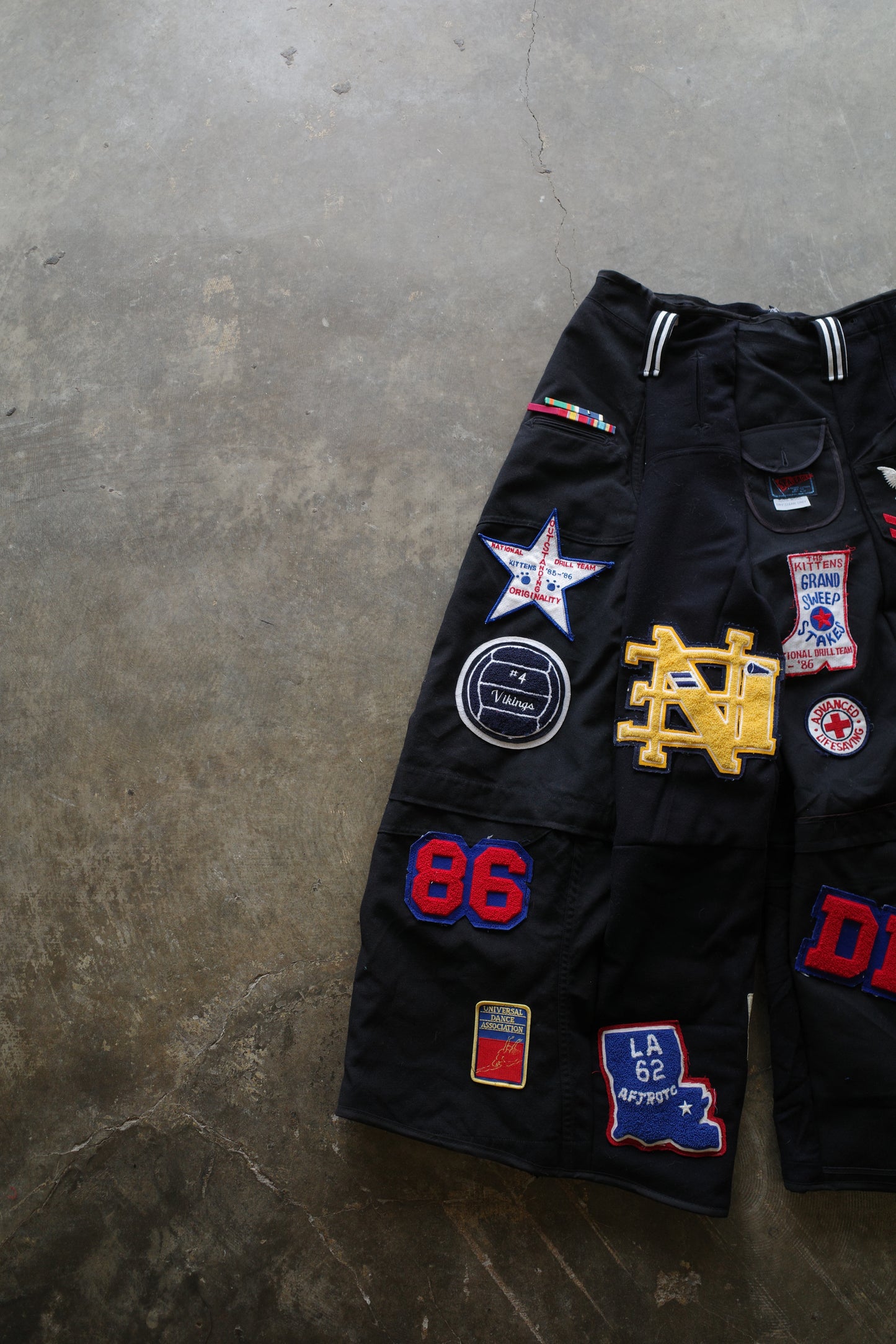 Wide Legged nag nag Pants(L) / made with vintage US.NAVY ISSUES wool fabric & vintage patches