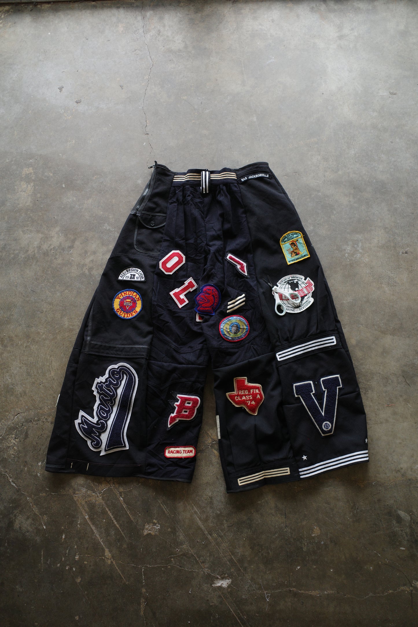 Wide Legged nag nag Pants(L) / made with vintage US.NAVY ISSUES wool fabric & vintage patches