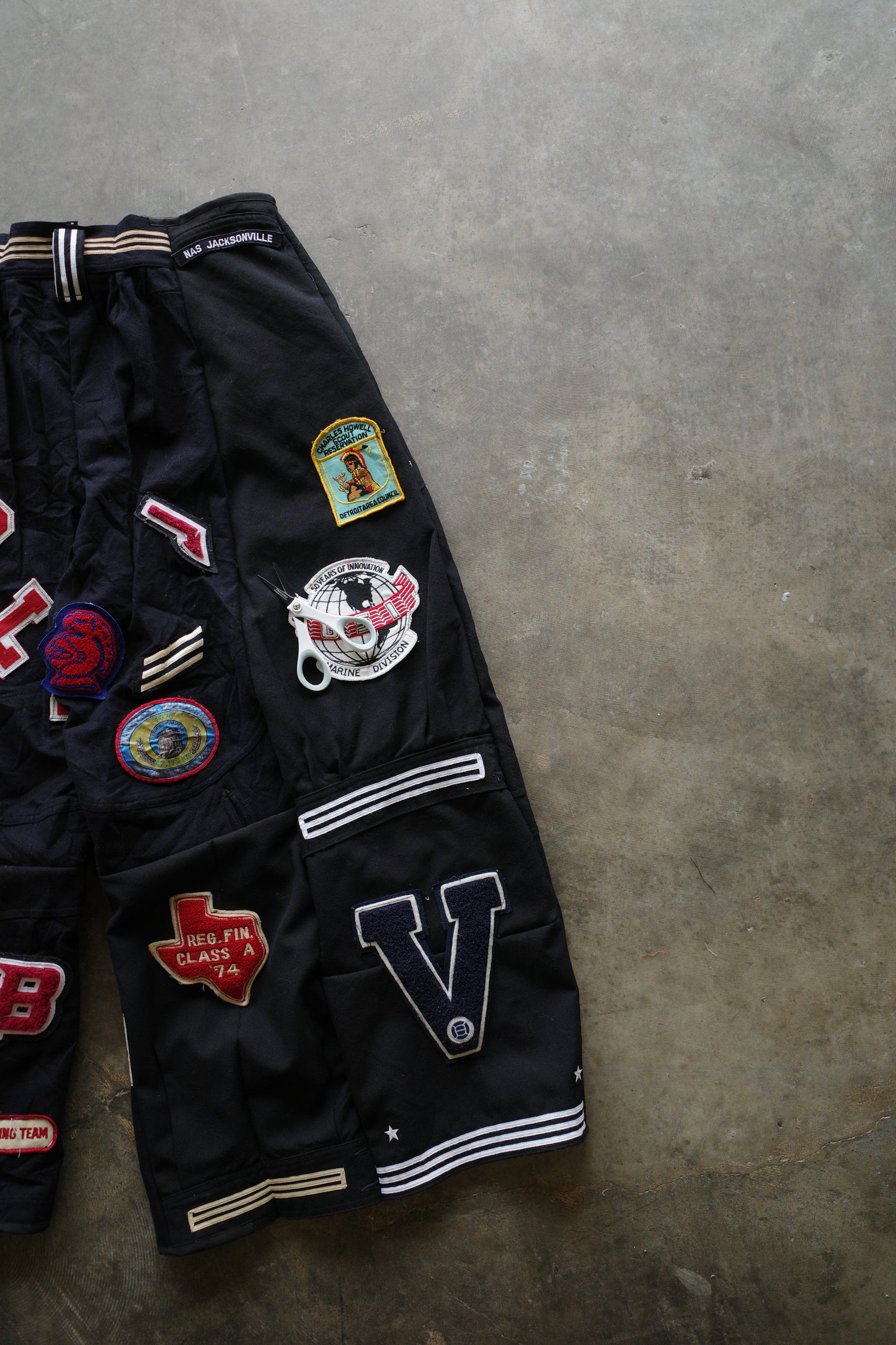 Wide Legged nag nag Pants(L) / made with vintage US.NAVY ISSUES wool fabric & vintage patches