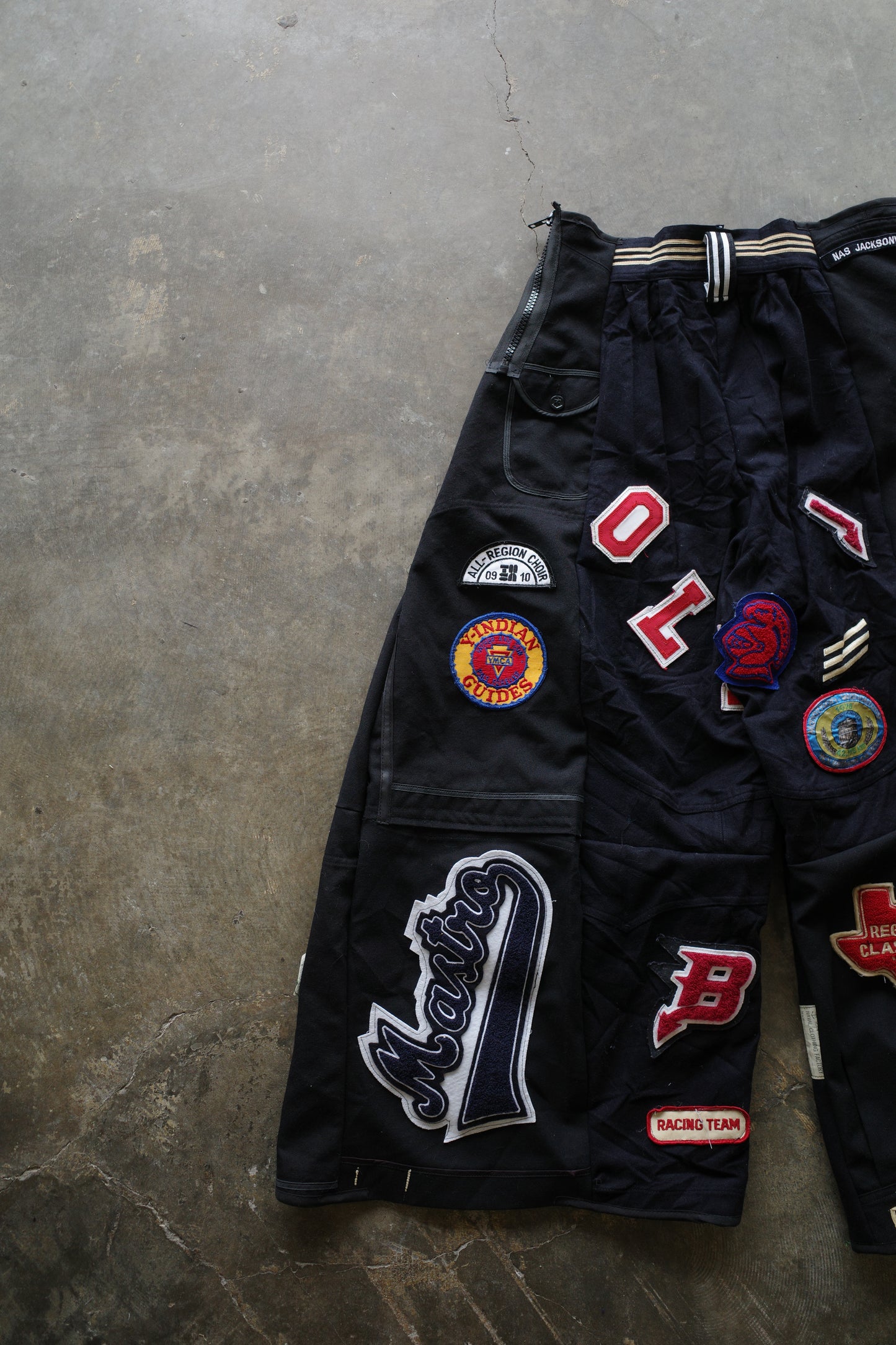 Wide Legged nag nag Pants(L) / made with vintage US.NAVY ISSUES wool fabric & vintage patches