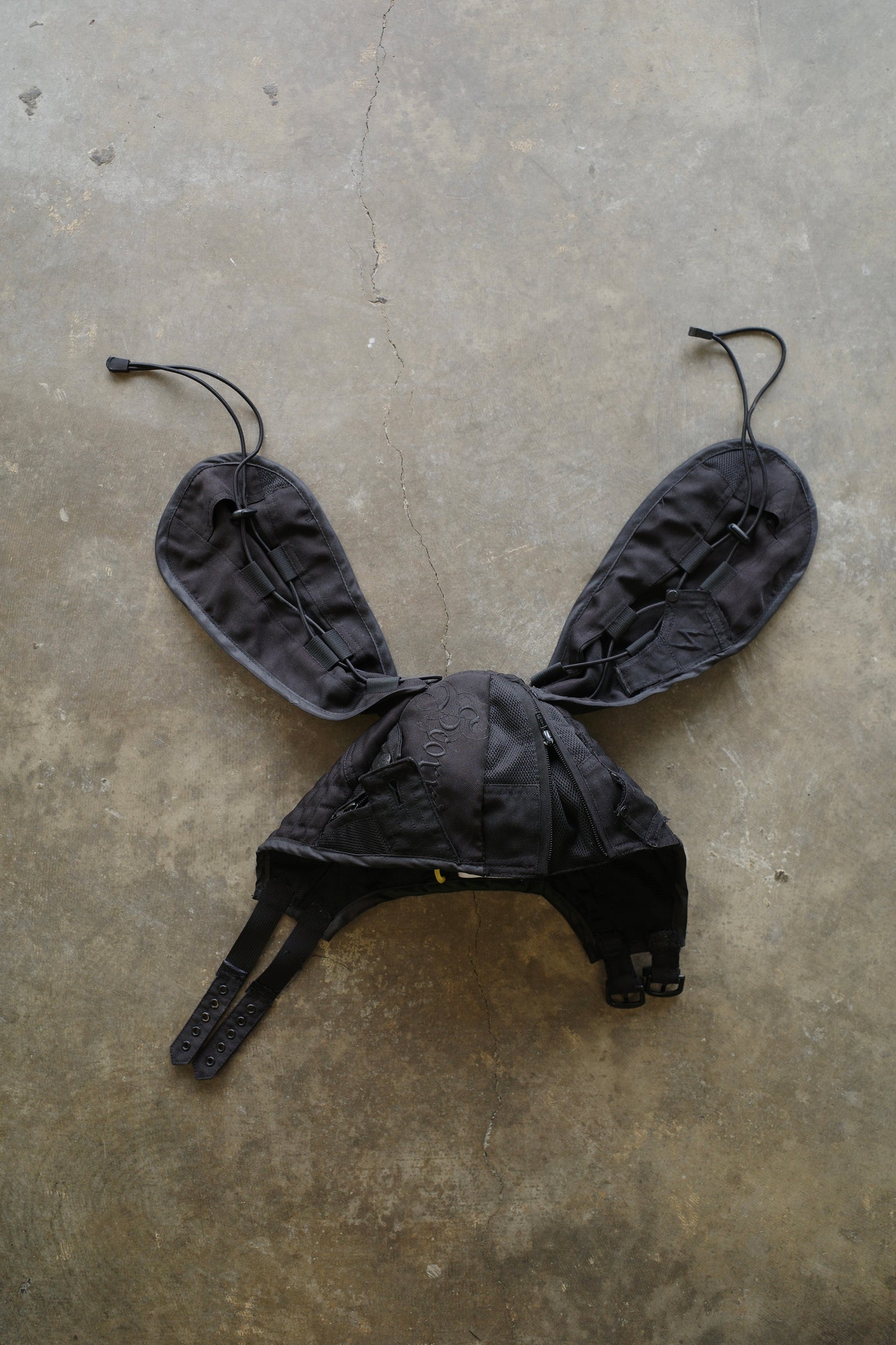 nag nag Bunny Ear Hat made with vintage moto racing jackets