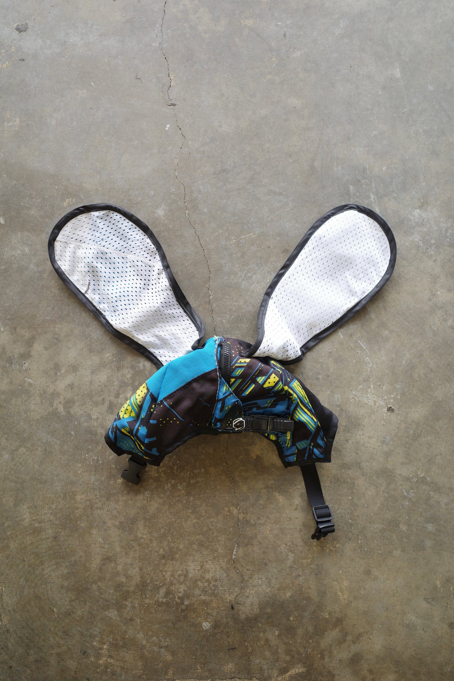 nag nag Bunny Ear Hat made with vintage moto racing pants