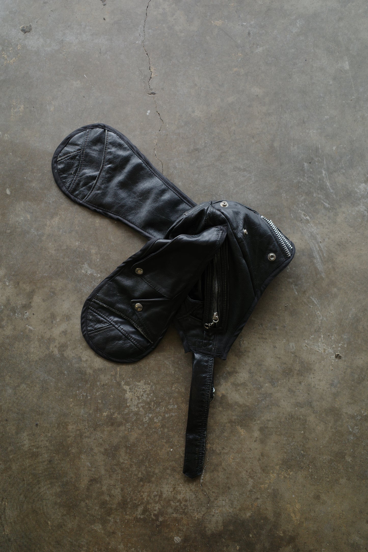 nag nag Bunny Ear Hat made with vintage Leather biker jackets