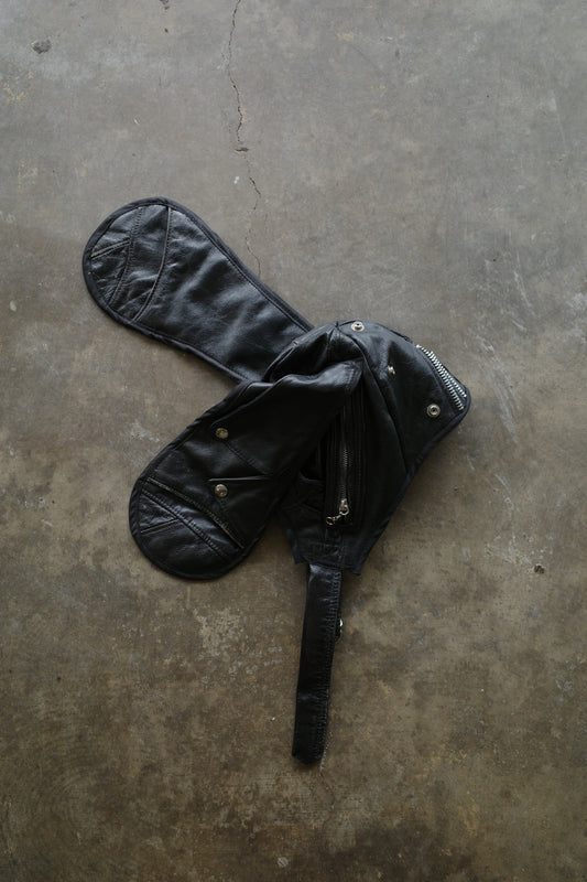 nag nag Bunny Ear Hat made with vintage Leather biker jackets