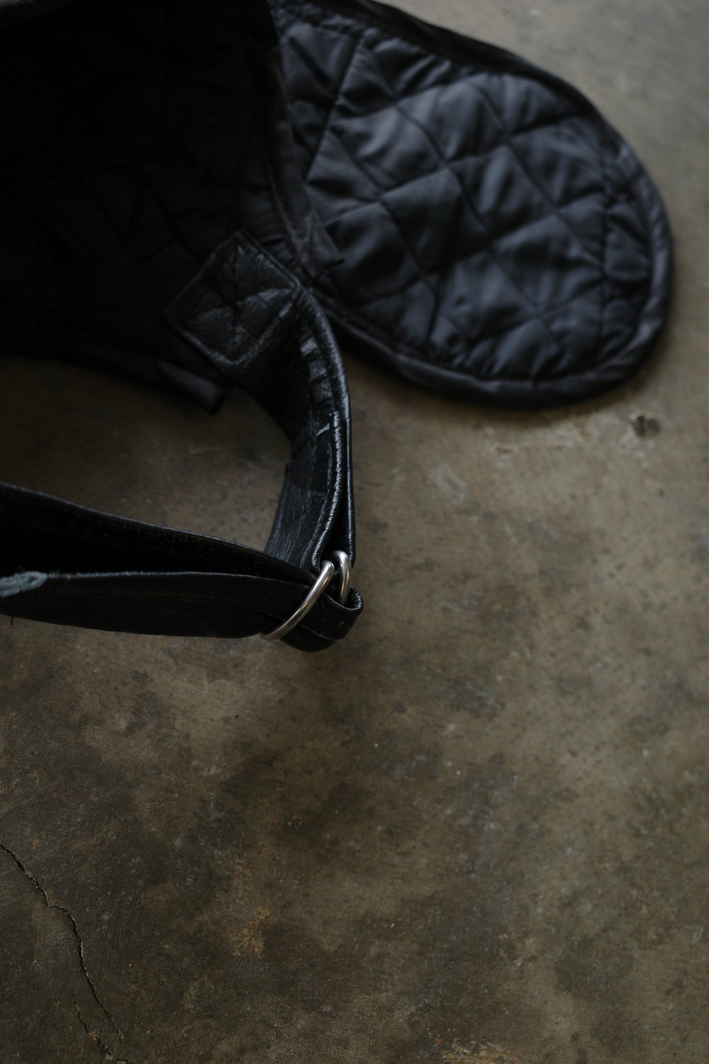 nag nag Bunny Ear Hat made with vintage Leather biker jackets