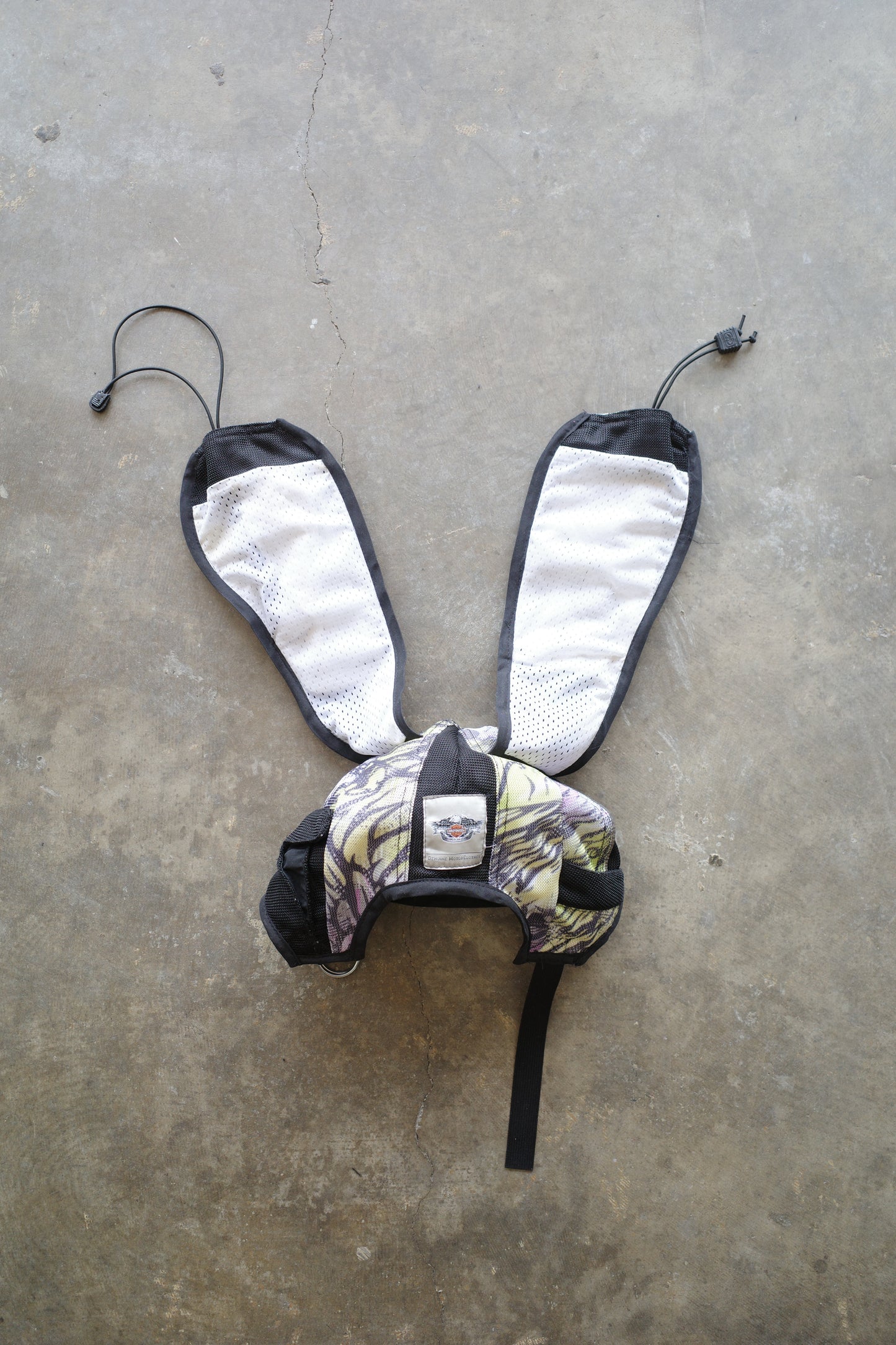 nag nag Bunny Ear Hat made with vintage Harley Davidson moto racing Jacket