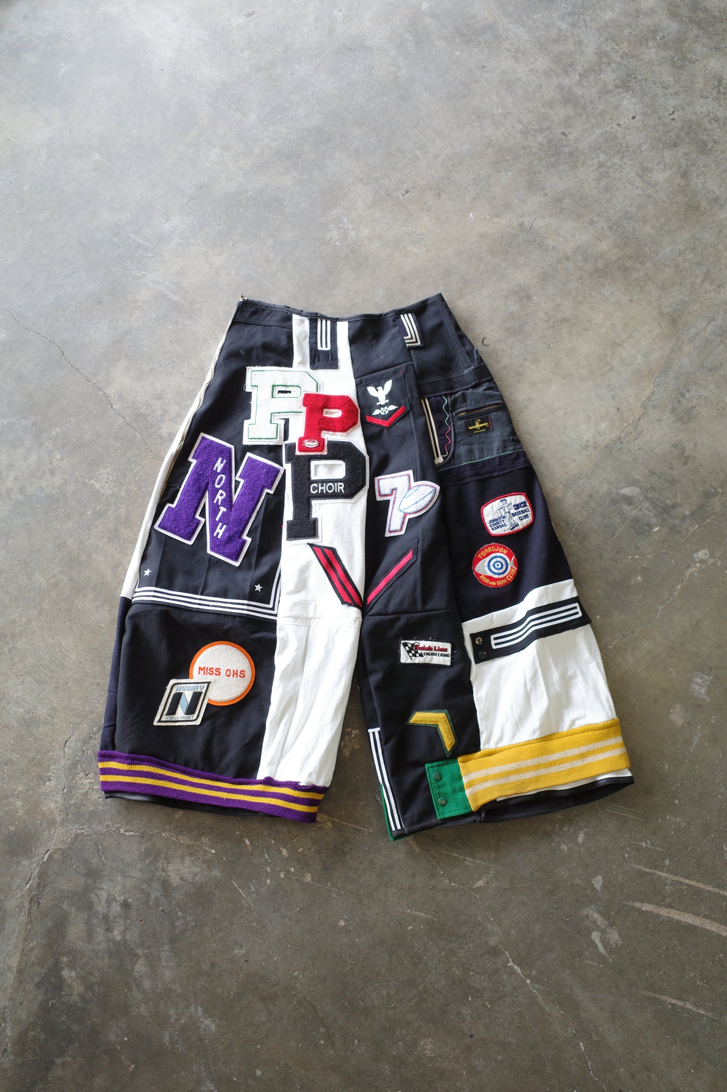 Wide Legged nag nag Pants(L) / made with vintage US.NAVY ISSUES wool fabric & vintage patches