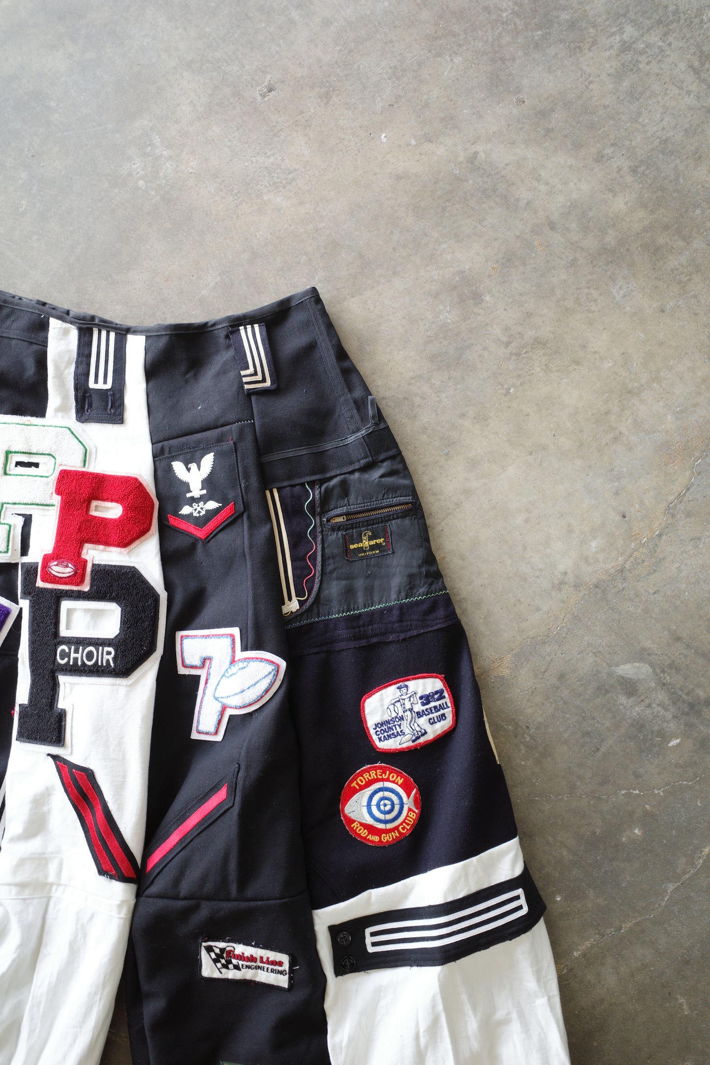 Wide Legged nag nag Pants(L) / made with vintage US.NAVY ISSUES wool fabric & vintage patches