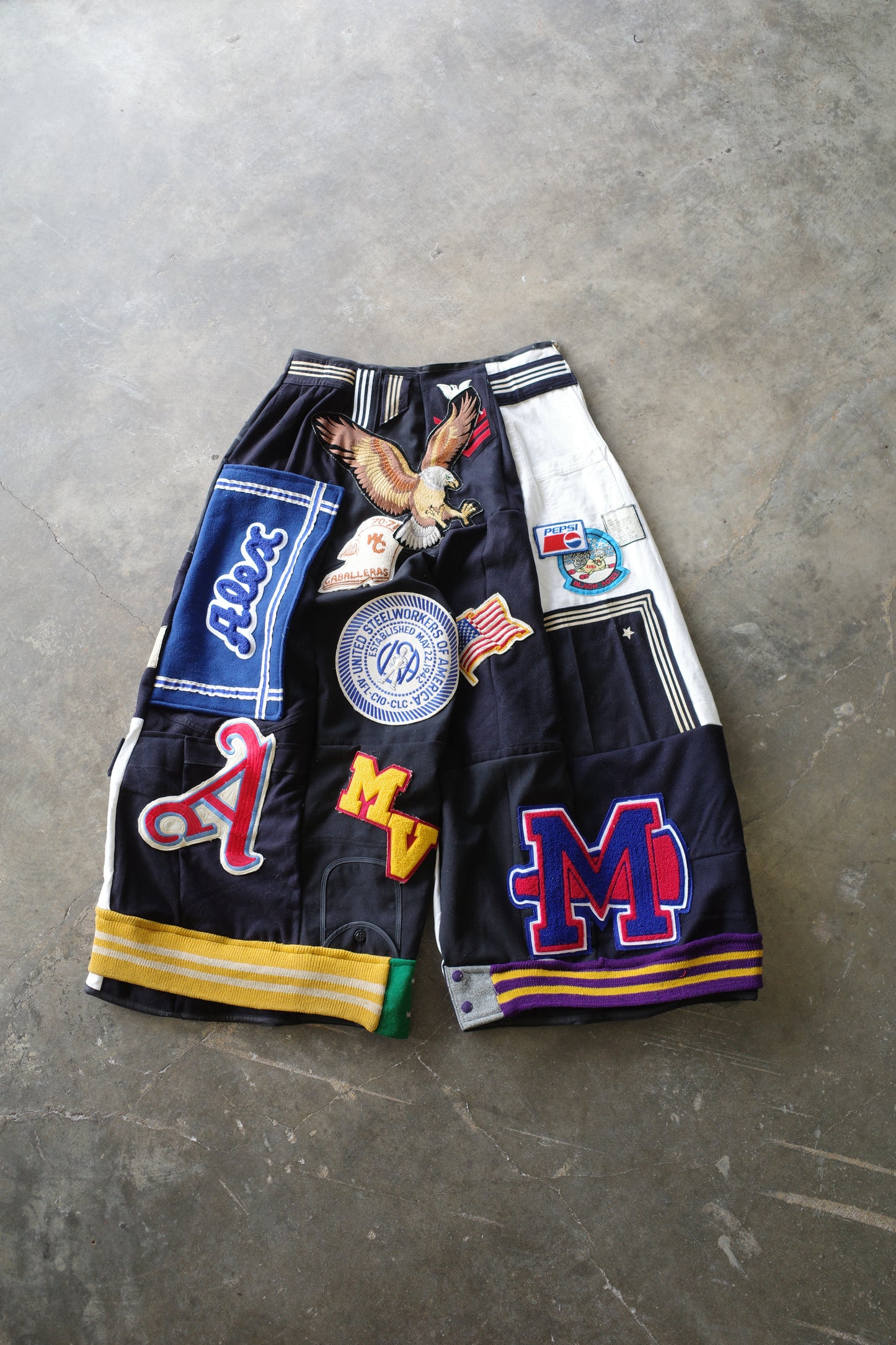 Wide Legged nag nag Pants(L) / made with vintage US.NAVY ISSUES wool fabric & vintage patches