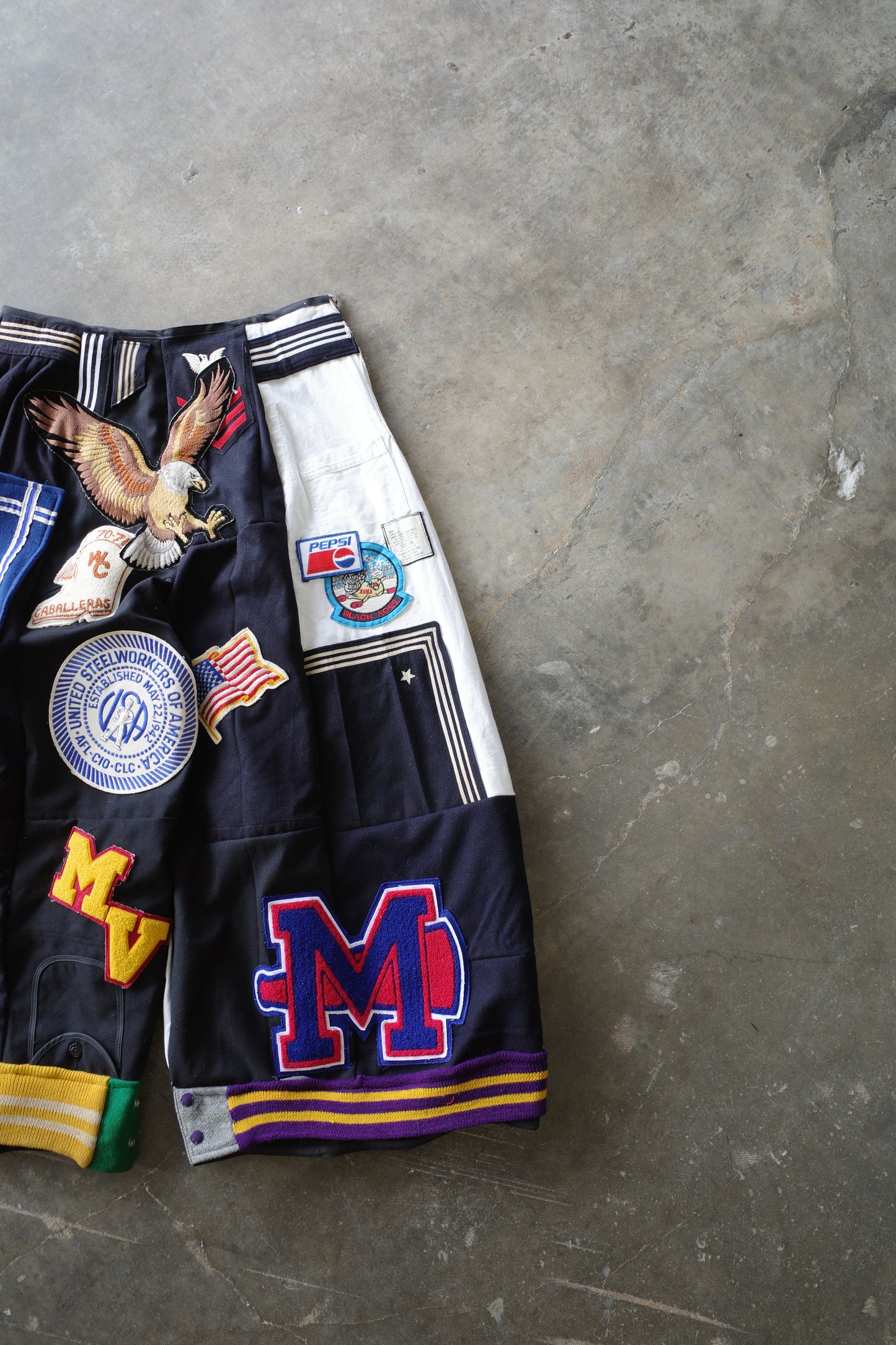 Wide Legged nag nag Pants(L) / made with vintage US.NAVY ISSUES wool fabric & vintage patches