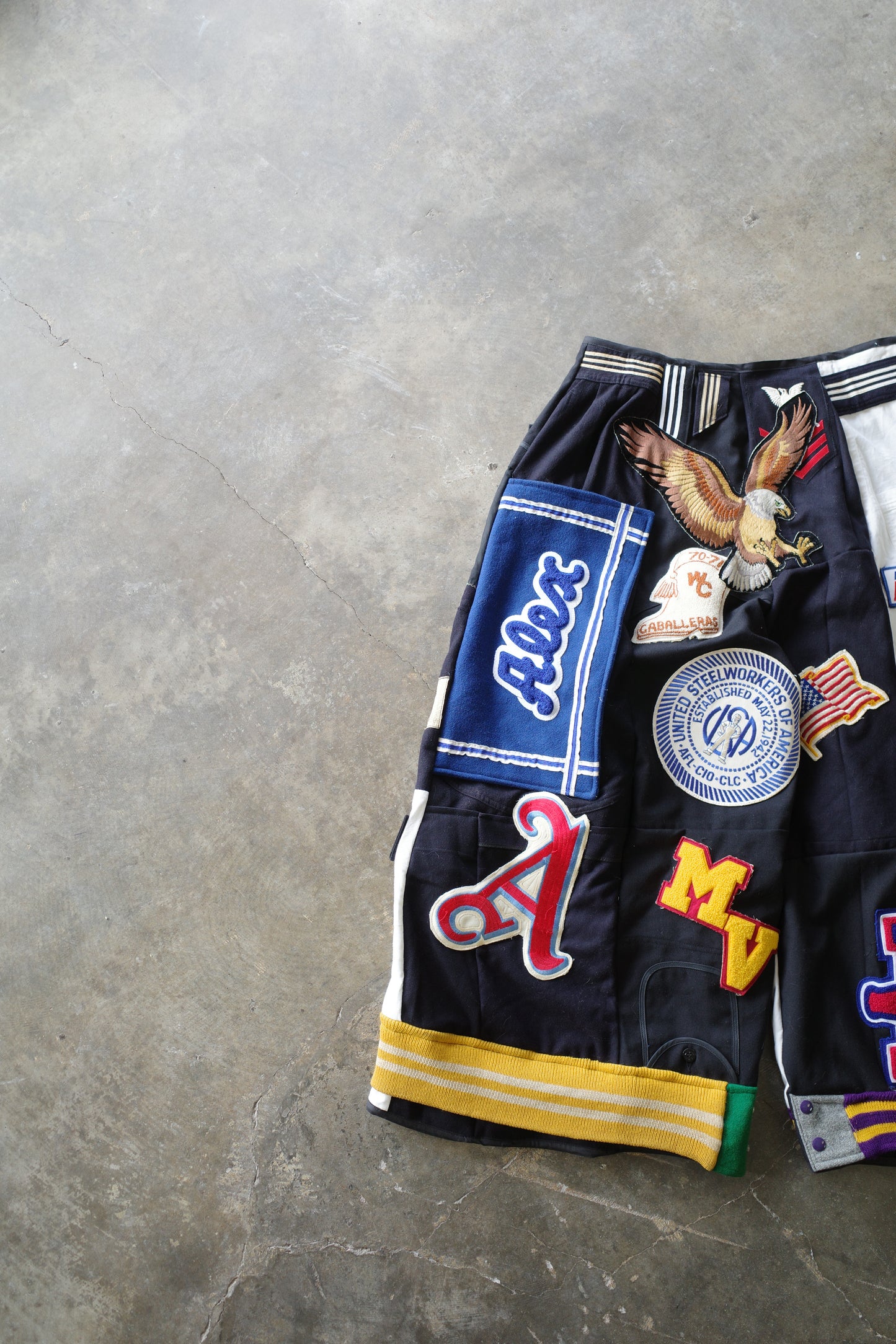 Wide Legged nag nag Pants(L) / made with vintage US.NAVY ISSUES wool fabric & vintage patches