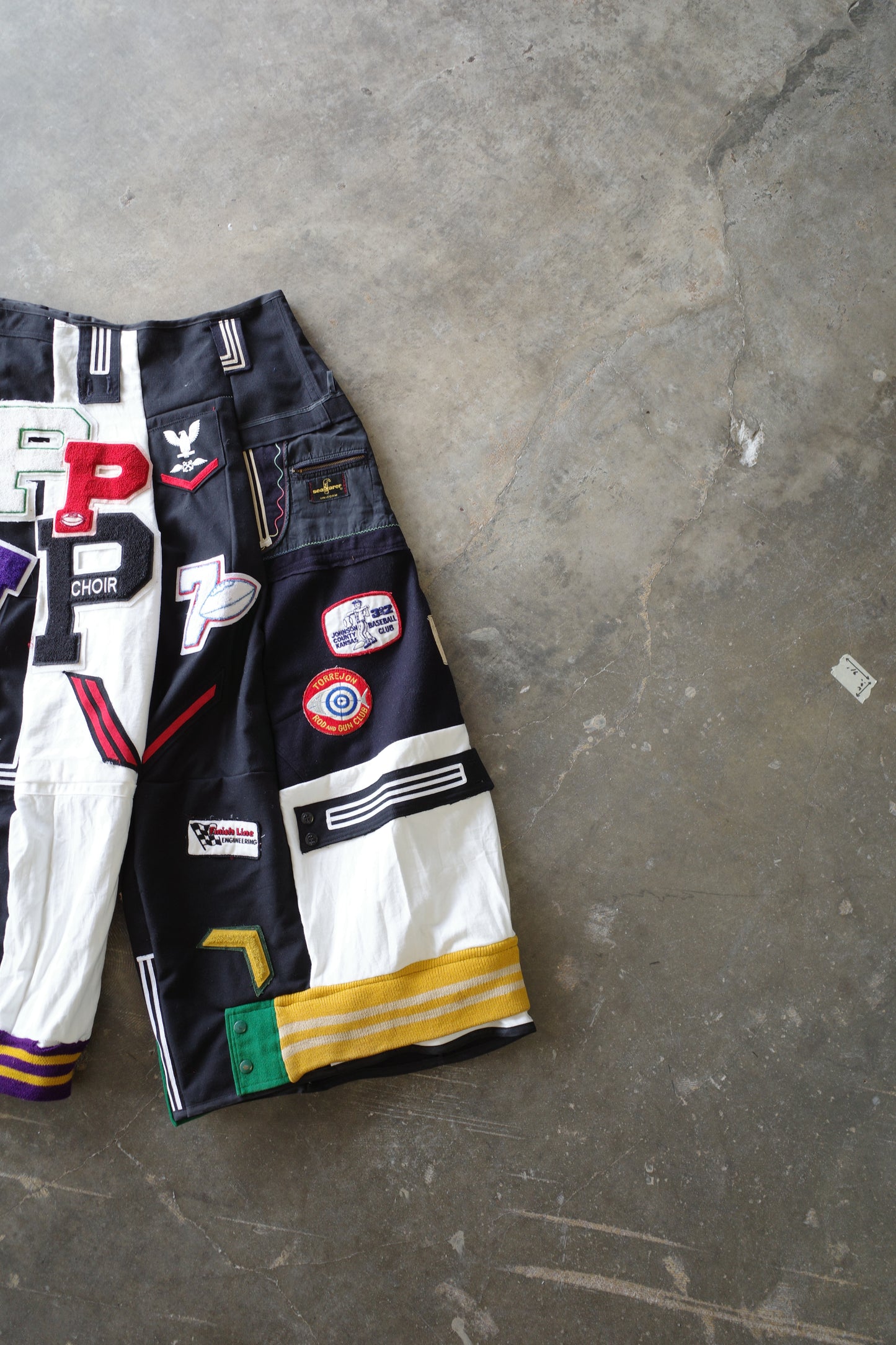 Wide Legged nag nag Pants(L) / made with vintage US.NAVY ISSUES wool fabric & vintage patches