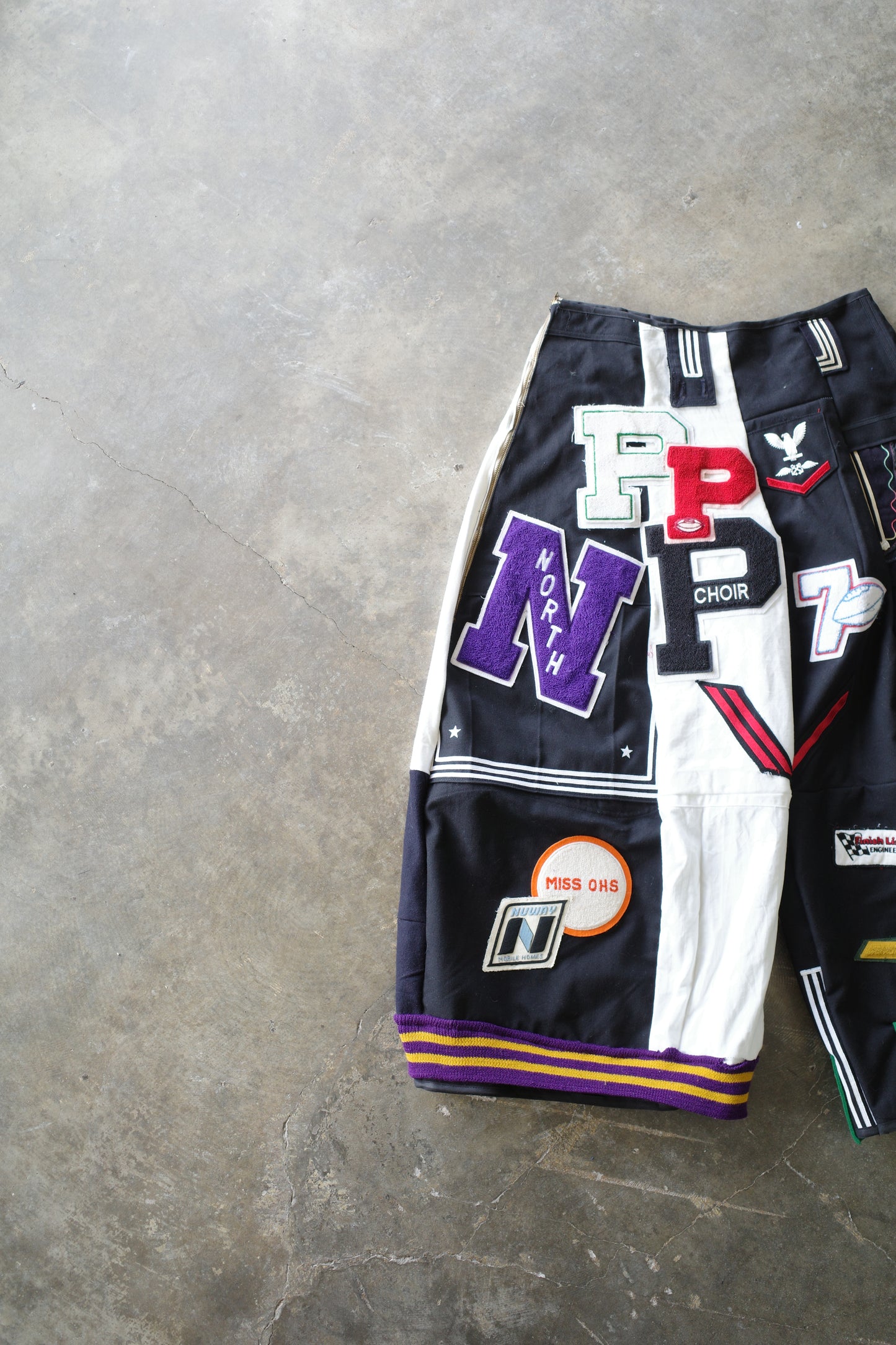 Wide Legged nag nag Pants(L) / made with vintage US.NAVY ISSUES wool fabric & vintage patches