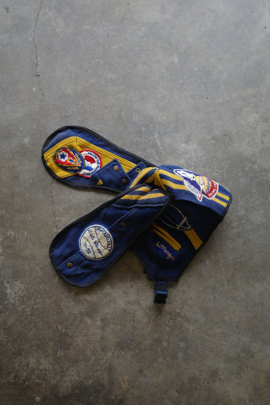 nag nag Bunny Ear Hat made with vintage Varsity Jacket and Patches