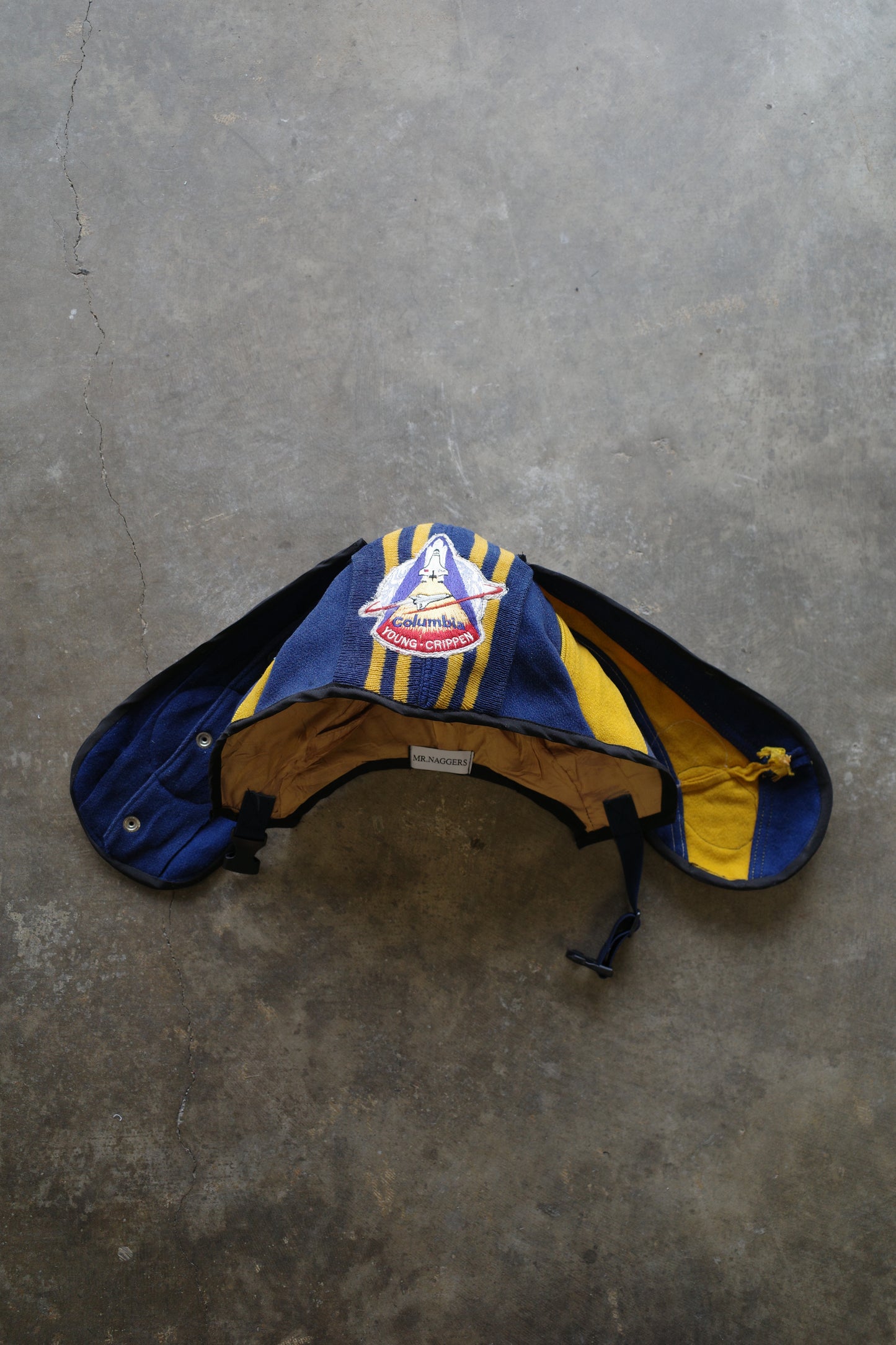 nag nag Bunny Ear Hat made with vintage Varsity Jacket and Patches