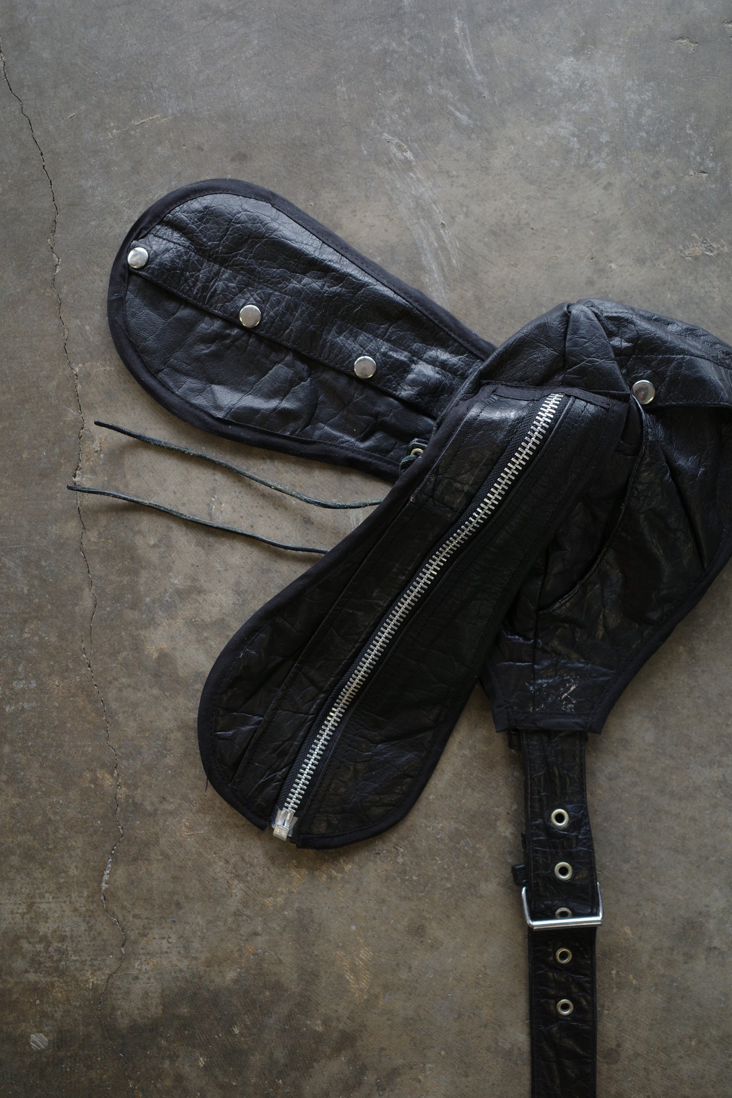 nag nag Bunny Ear Hat made with vintage  Leather Biker  jacket