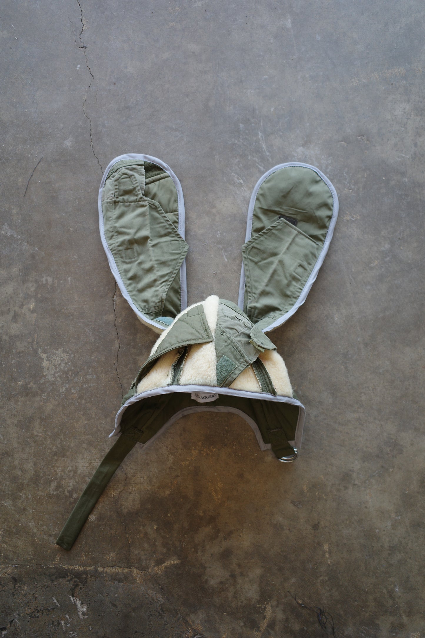 nag nag Bunny Ear Hat made with vintage US.ARMY issue field coat and liner