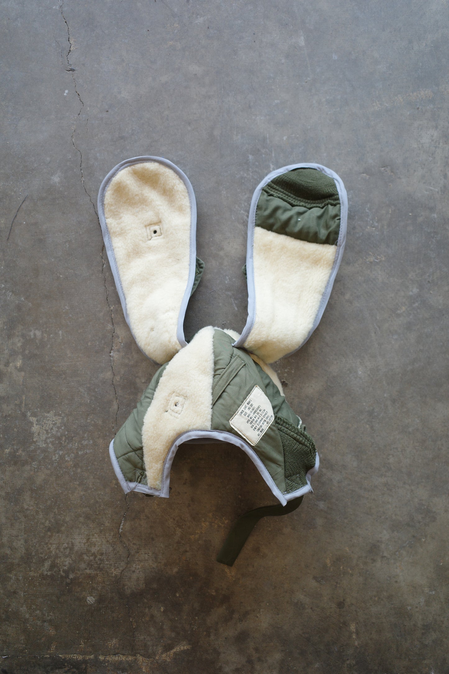 nag nag Bunny Ear Hat made with vintage US.ARMY issue field coat and liner