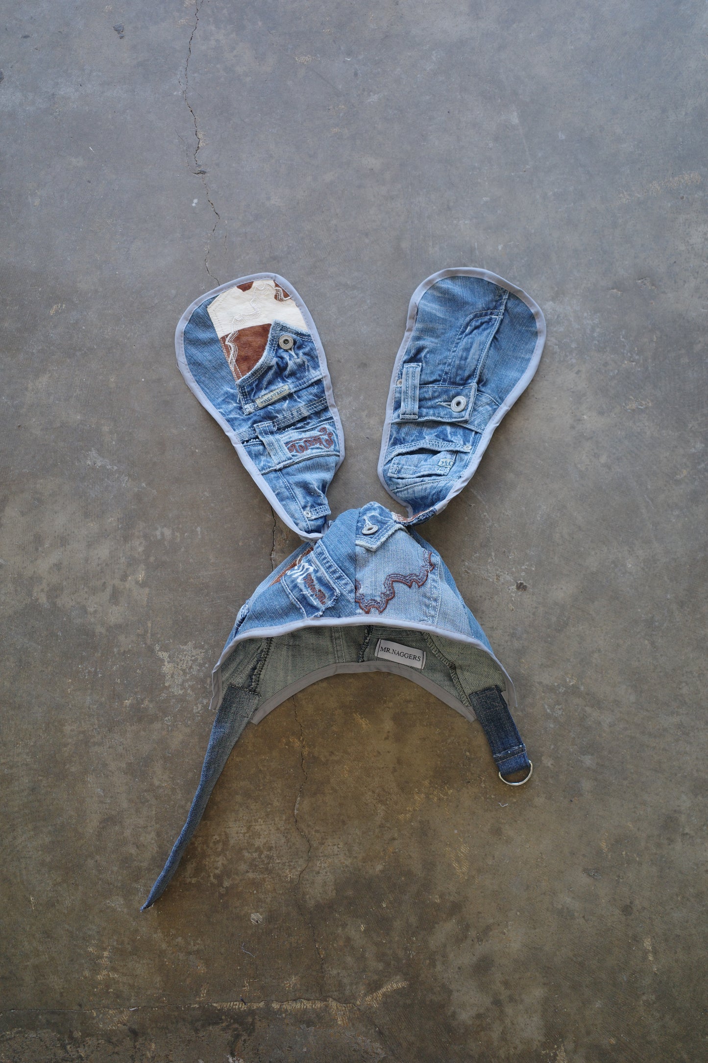 nag nag Bunny Ear Hat made with vintage  Y2K missme jeans